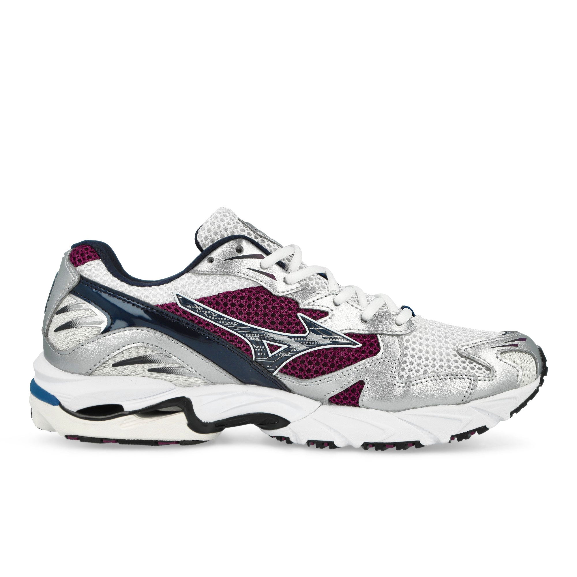 Mizuno Wave Rider 10 White Baritone / Blue Dark - Purple Low Top Sneakers D1GA210414 Silhouette | Overkill