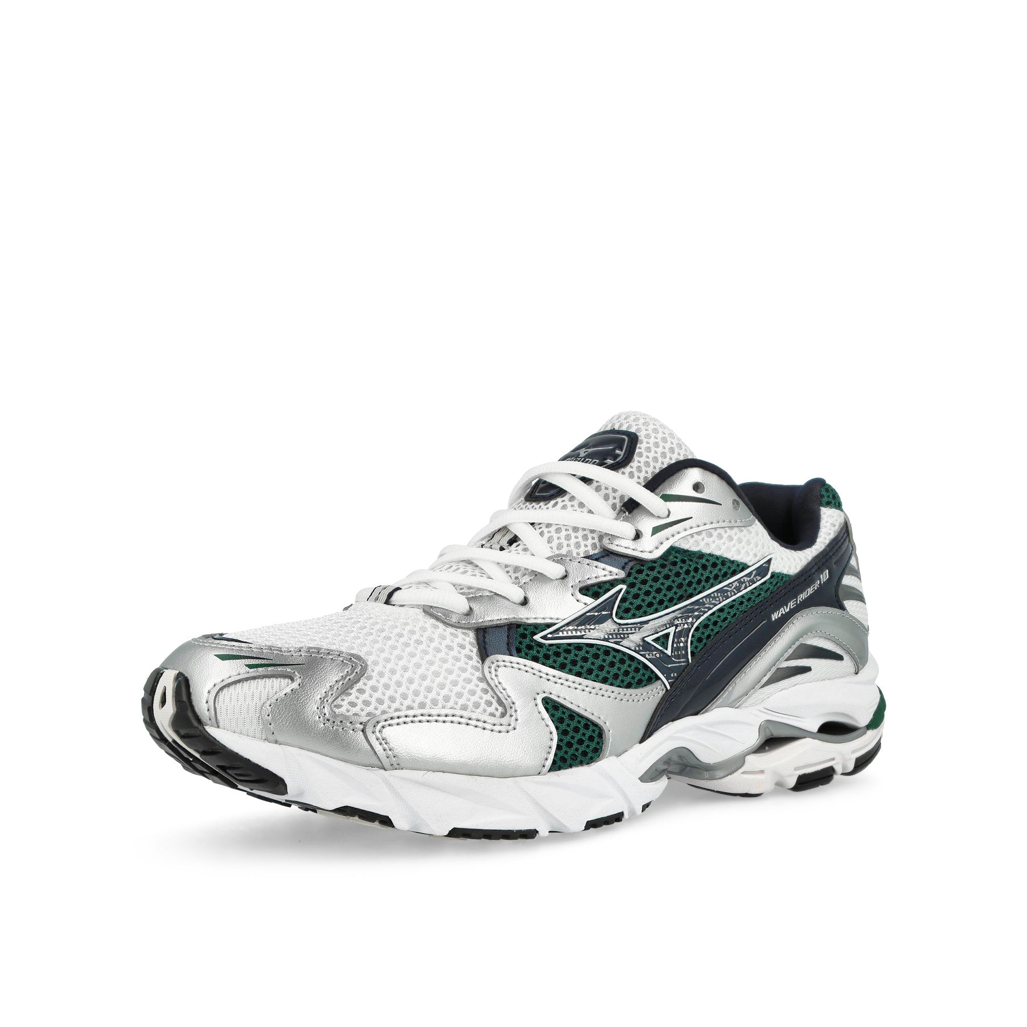 Mizuno Wave Rider 10 White / Baritone / Blue Deep Low Top Sneakers D1GA210415 Close-up | Overkill