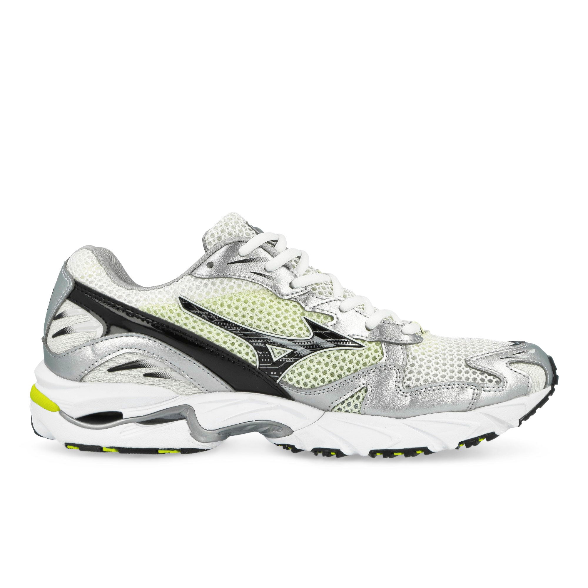 Mizuno Wave Rider 10 Snow White / Black / Sylvan Green Low Top Sneakers D1GA210419 Silhouette | Overkill