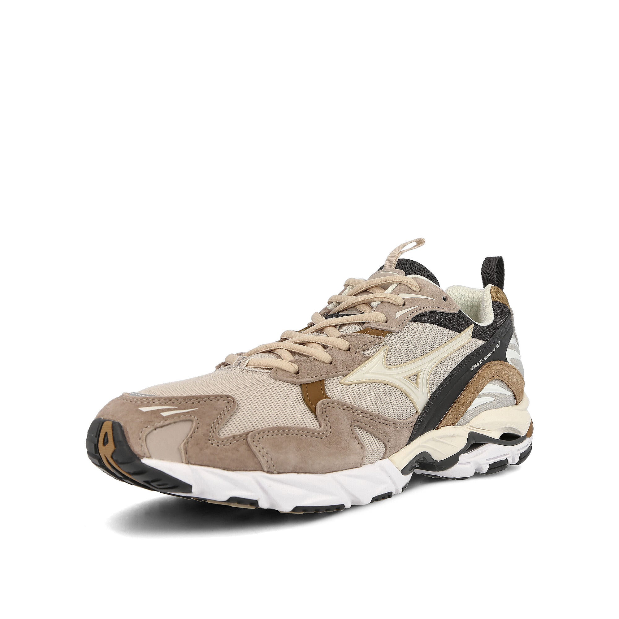 Mizuno Wave Rider 10 Silver Cloud / Snow White / Tigers Eye Low Top Sneakers Close Up | Overkill