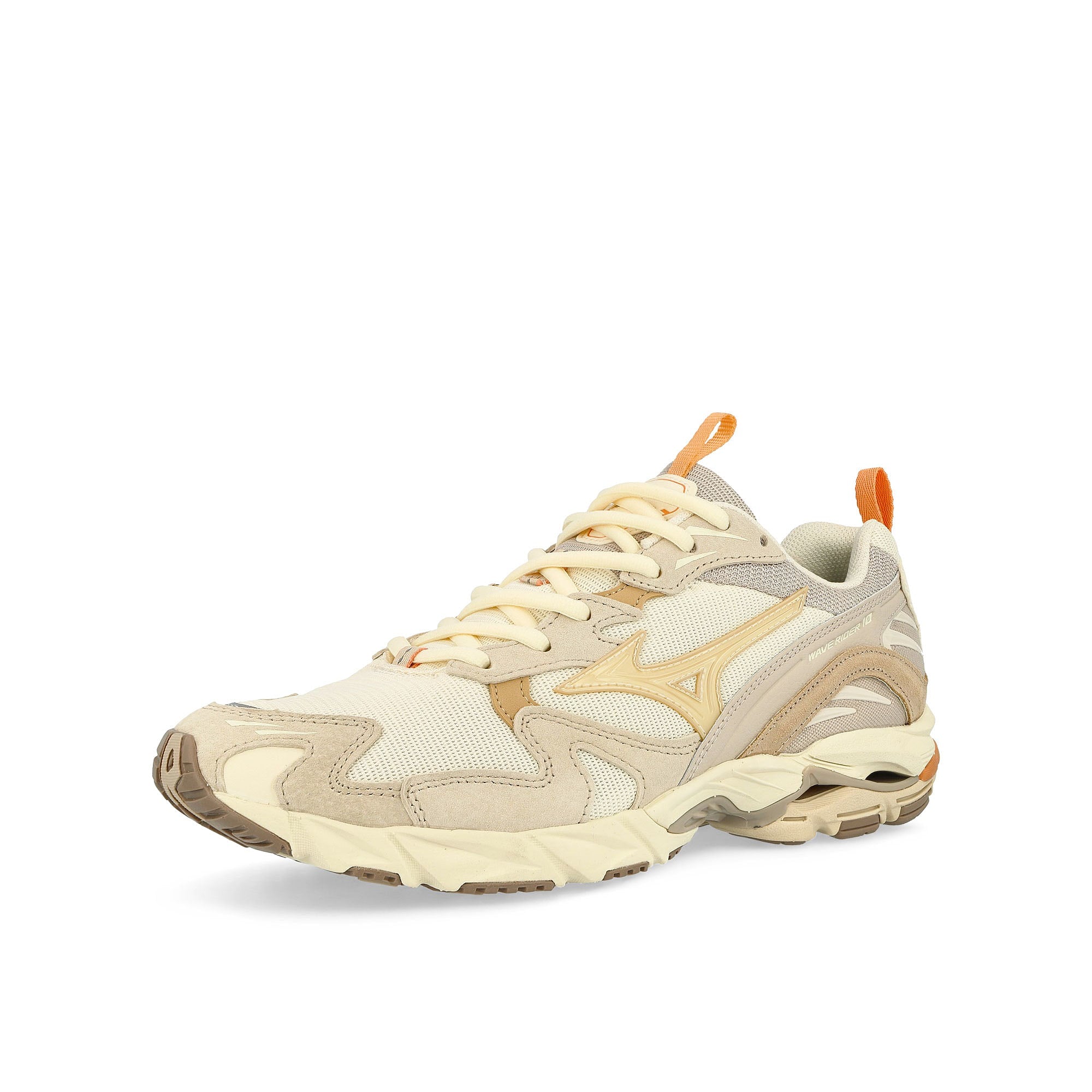 Mizuno Wave Rider 10 Summer Sand / Pristine / Pristine Low Top Sneakers Close Up | Overkill