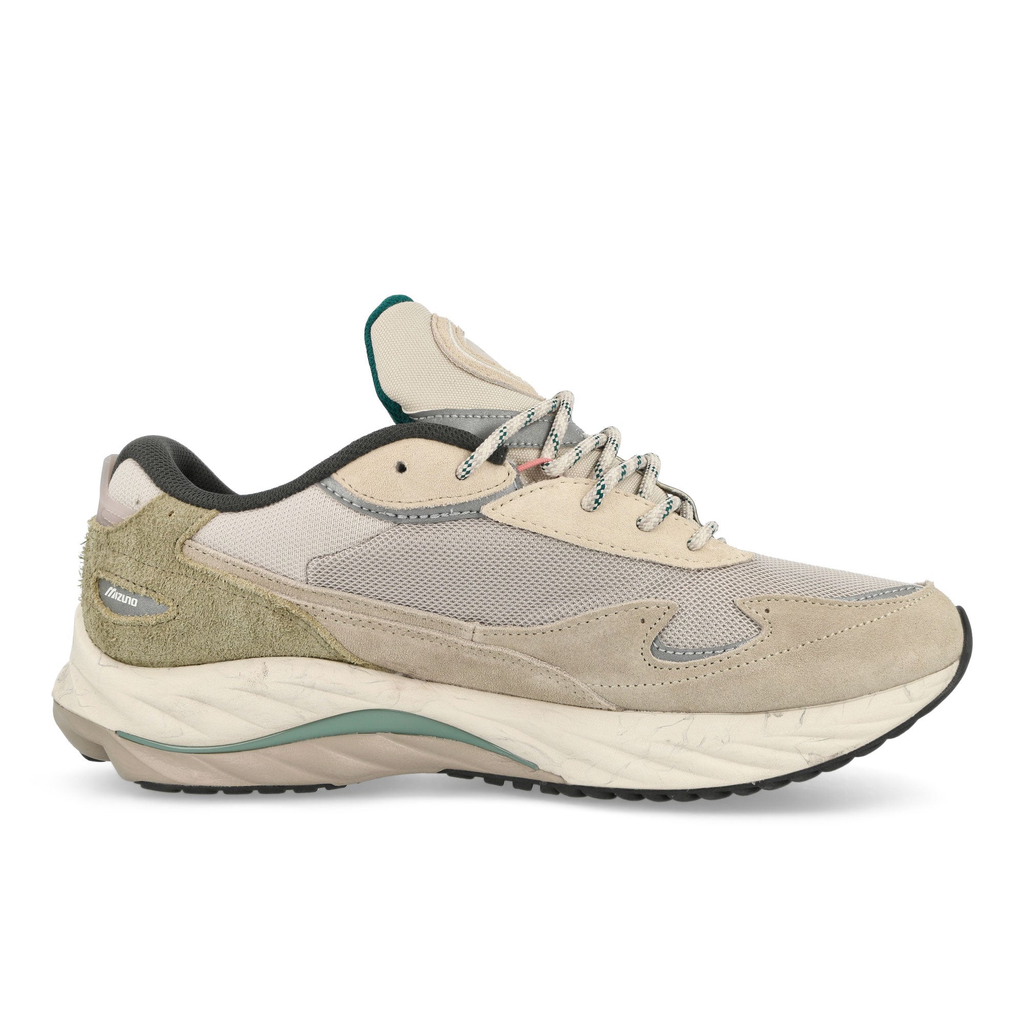 Mizuno Wave Rider Beta Silver Cloud-White Sand-Cedar Low Top Sneakers Silhouette | Overkill