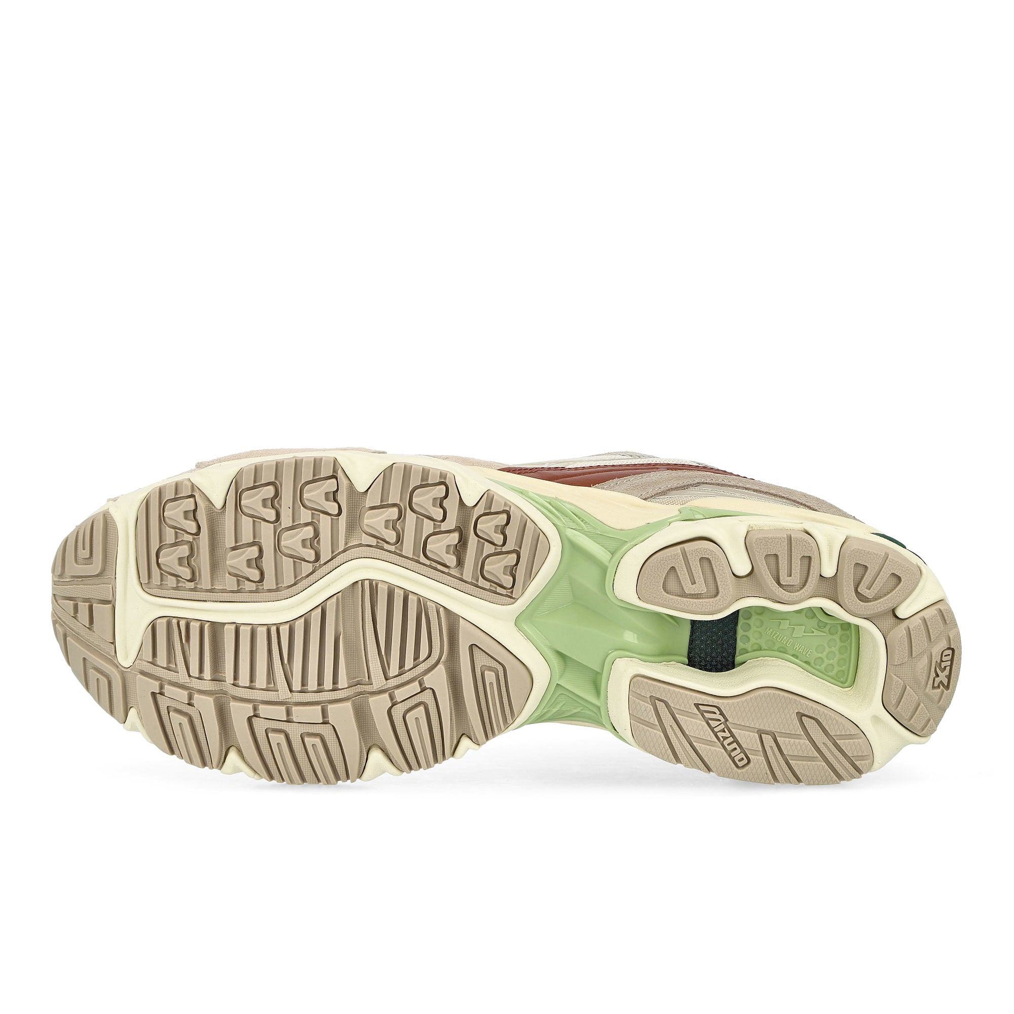 Mizuno Wave Rider 10 Silver Cloud / White Sand / White Low Top Sneakers Detail View 1 | Overkill