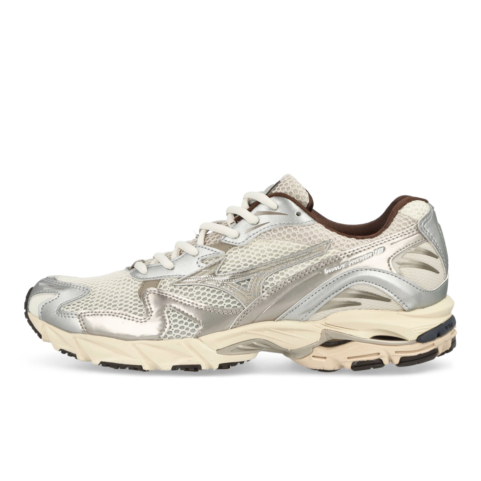Mizuno Wave Rider 10 Snow White / Silver Cloud / Chicory Coffee Low Top Sneakers D1GA243103 | Overkill