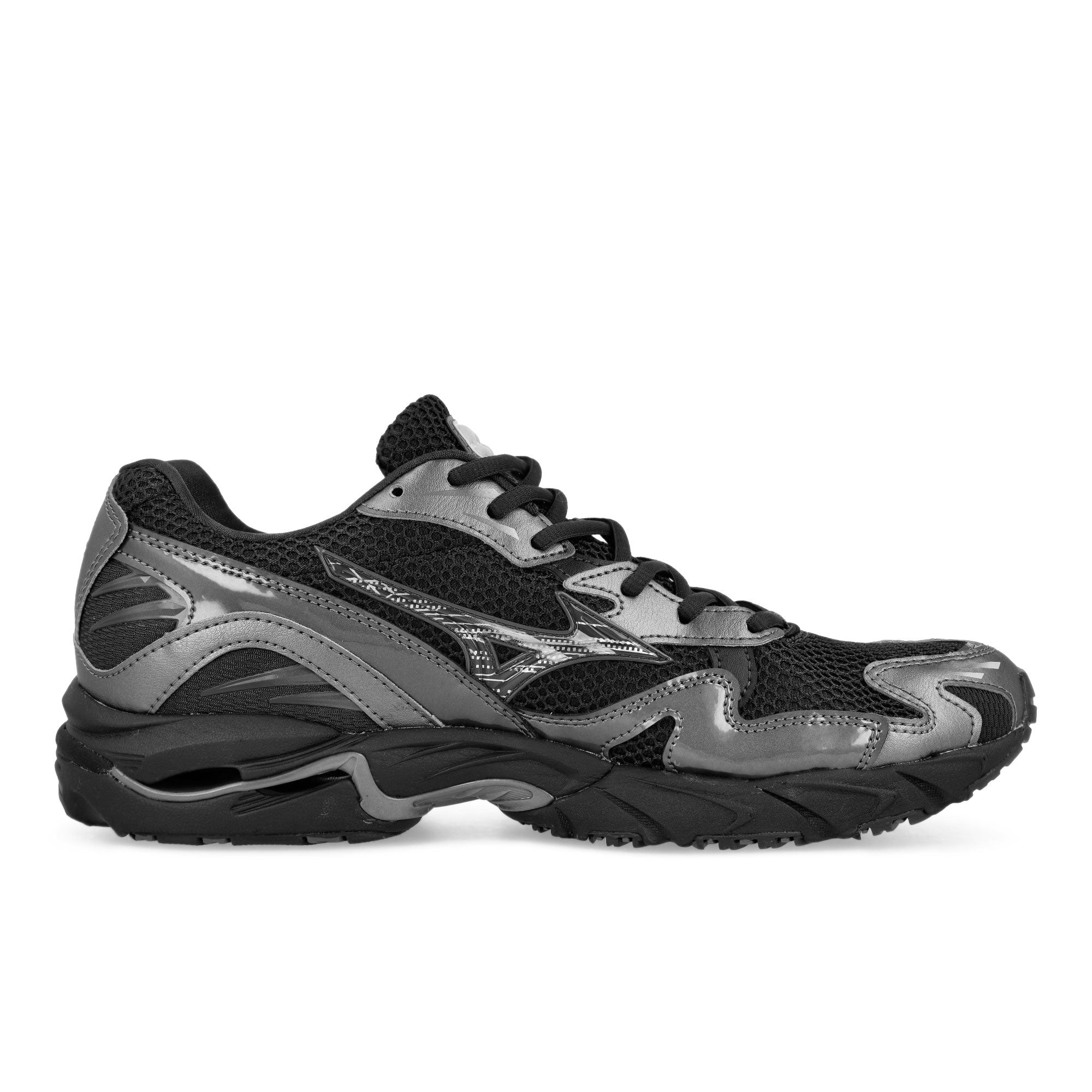 Mizuno Wave Rider 10 Black Sand / Black Sand / Metallic Gray Low Top Sneakers Silhouette | Overkill