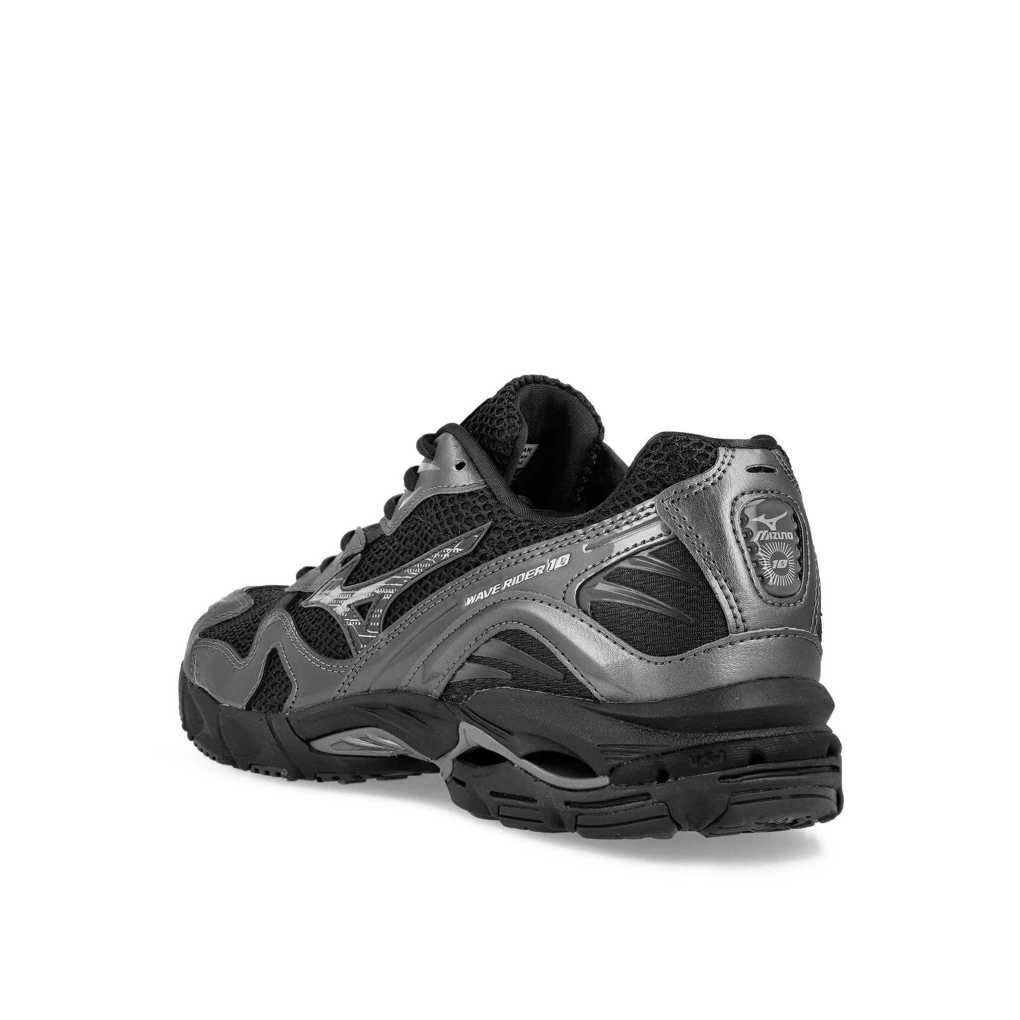 Mizuno Wave Rider 10 Black Sand / Black Sand / Metallic Gray Low Top Sneakers Material | Overkill