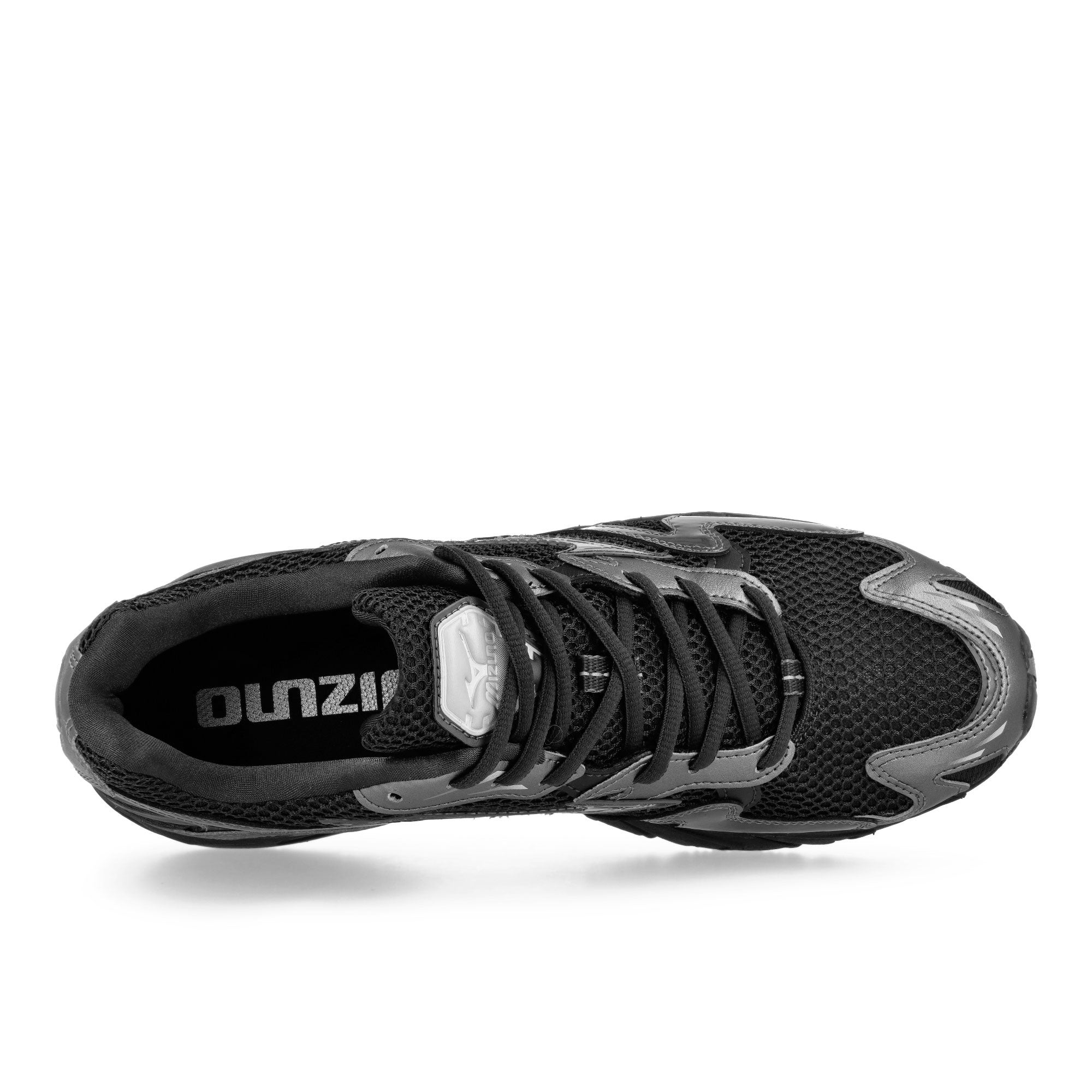 Mizuno Wave Rider 10 Black Sand / Black Sand / Metallic Gray Low Top Sneakers Detailfoto | Overkill