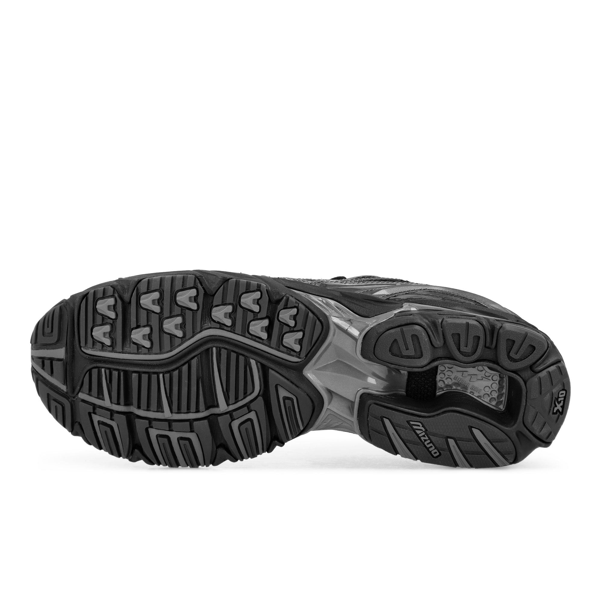 Mizuno Wave Rider 10 Black Sand / Black Sand / Metallic Gray Low Top Sneakers Detail View 1 | Overkill