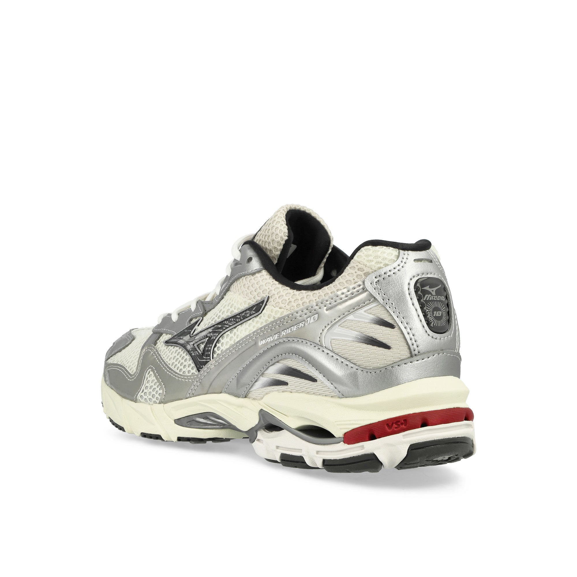 Mizuno Wave Rider 10 Sport Snow White / Black Sand / Rythmic Red Low Top Sneakers Material | Overkill