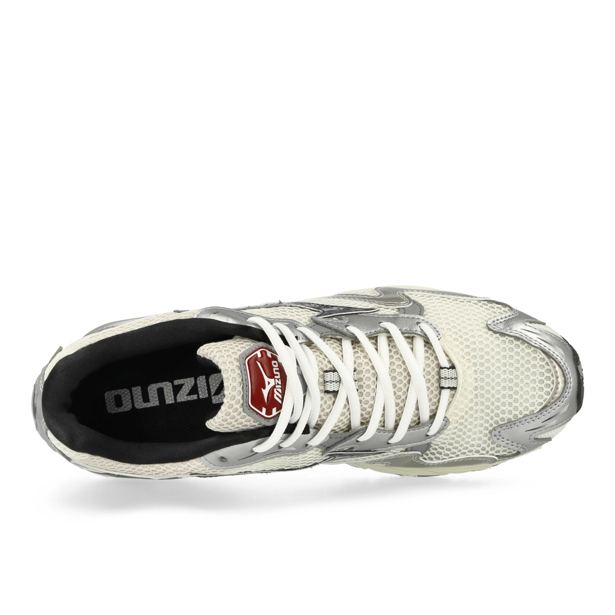 Mizuno Wave Rider 10 Sport Snow White / Black Sand / Rythmic Red Low Top Sneakers Detailfoto | Overkill