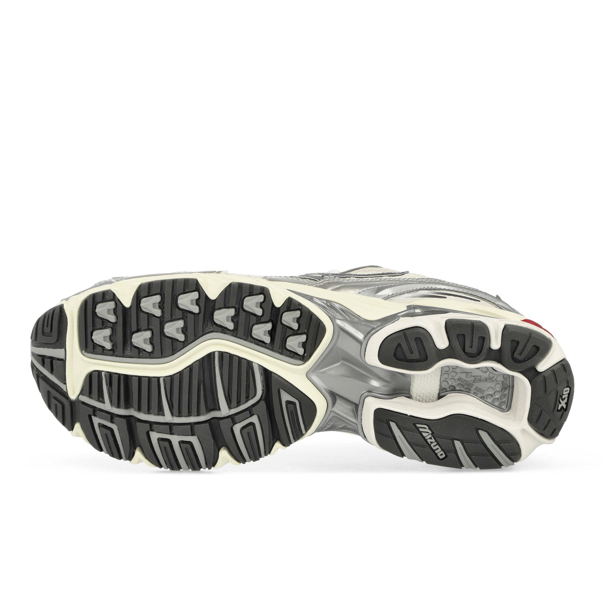 Mizuno Wave Rider 10 Sport Snow White / Black Sand / Rythmic Red Low Top Sneakers Detail View 1 | Overkill