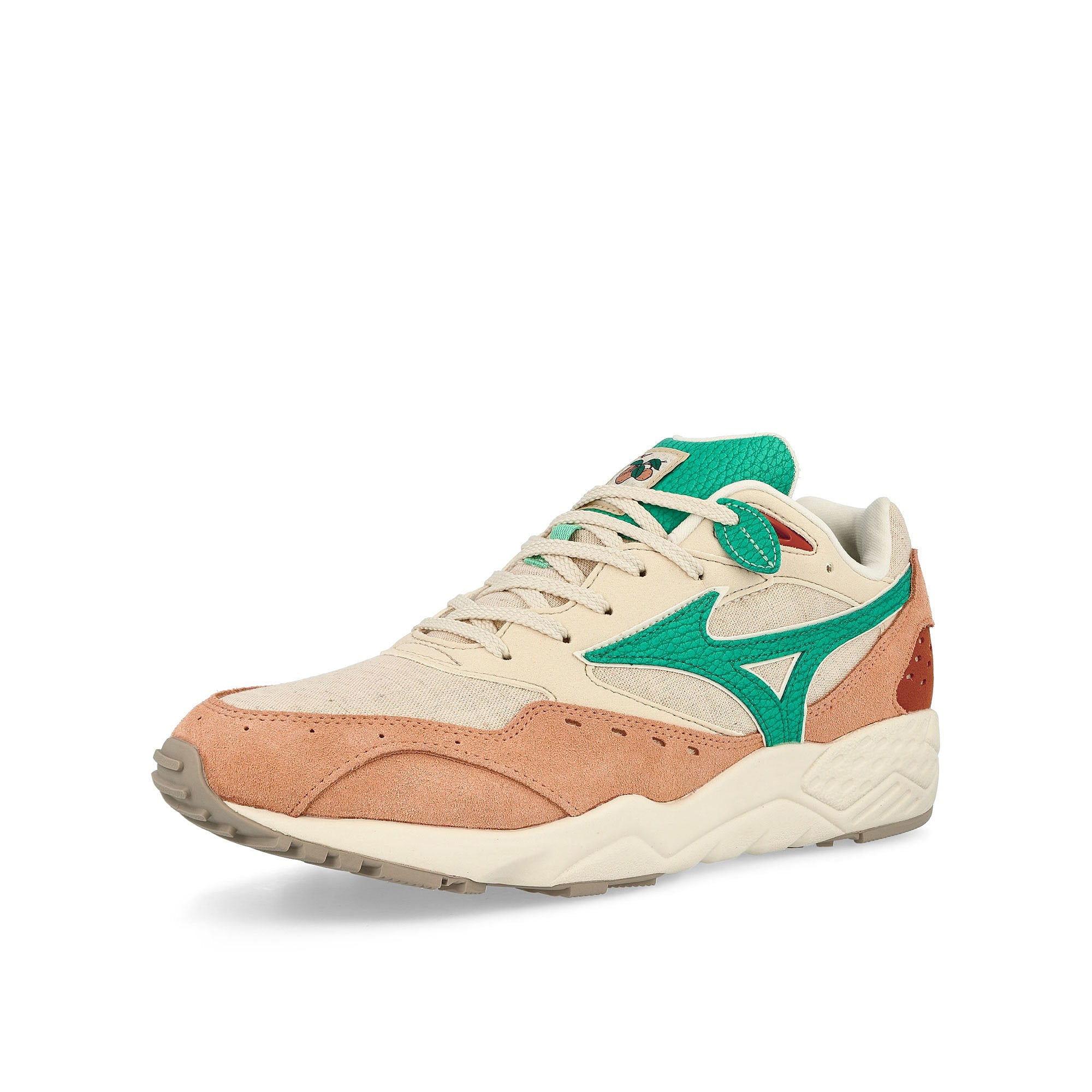 Mizuno Contender Peach Bloom / Greenlake / Pristine Low Top Sneakers Close Up | Overkill