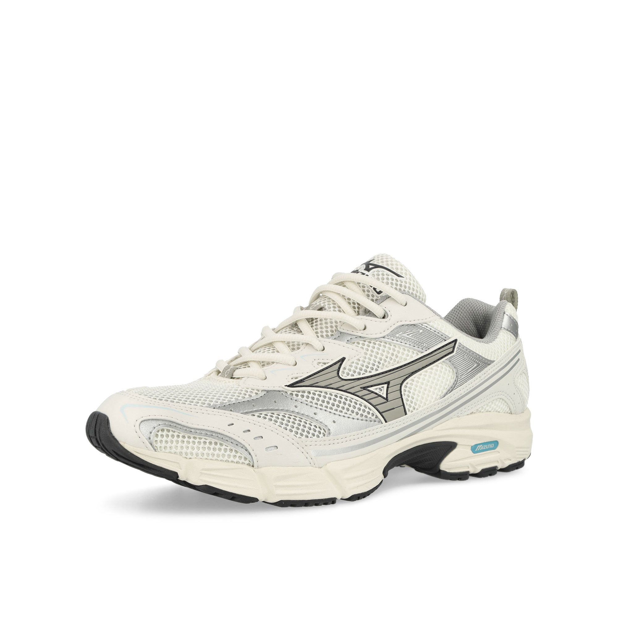 Mizuno MXR Snow White / Harbor Mist / Silver Low Top Sneakers Close Up | Overkill