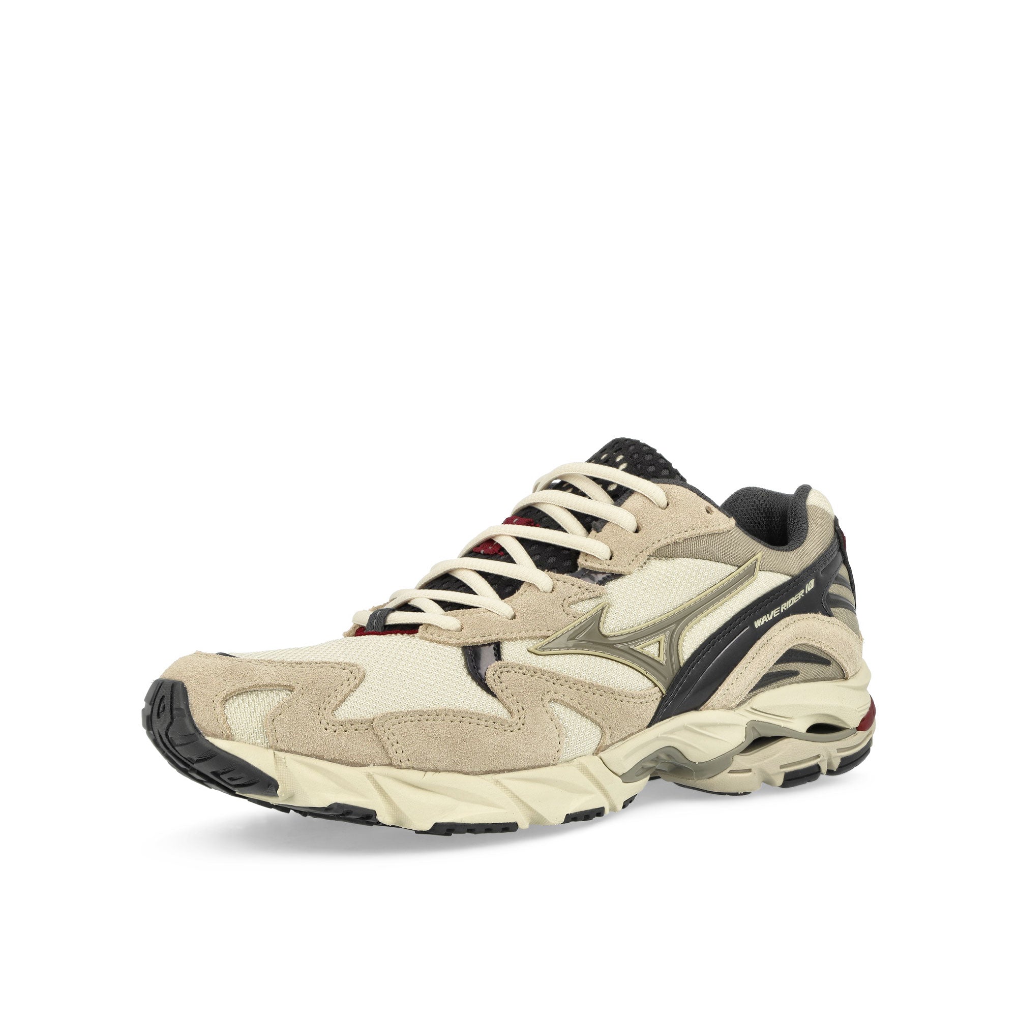 Mizuno Wave Rider 10 Summer Sand / Vintage Khaki / Mojave Desert Low Top Sneakers Close Up | Overkill