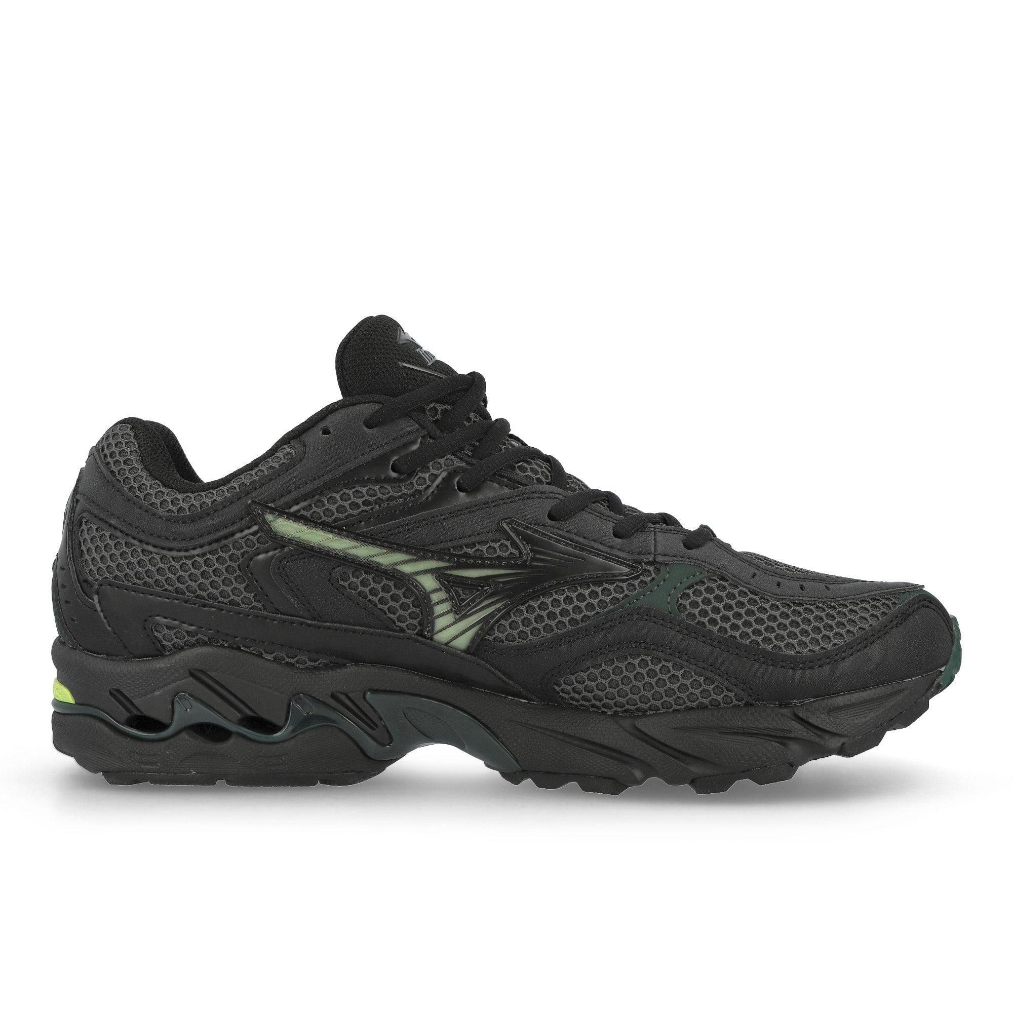 Mizuno Wave MG4 LS Dark Grey / Green Sneaker D1GA260B01 Silhouette | Overkill