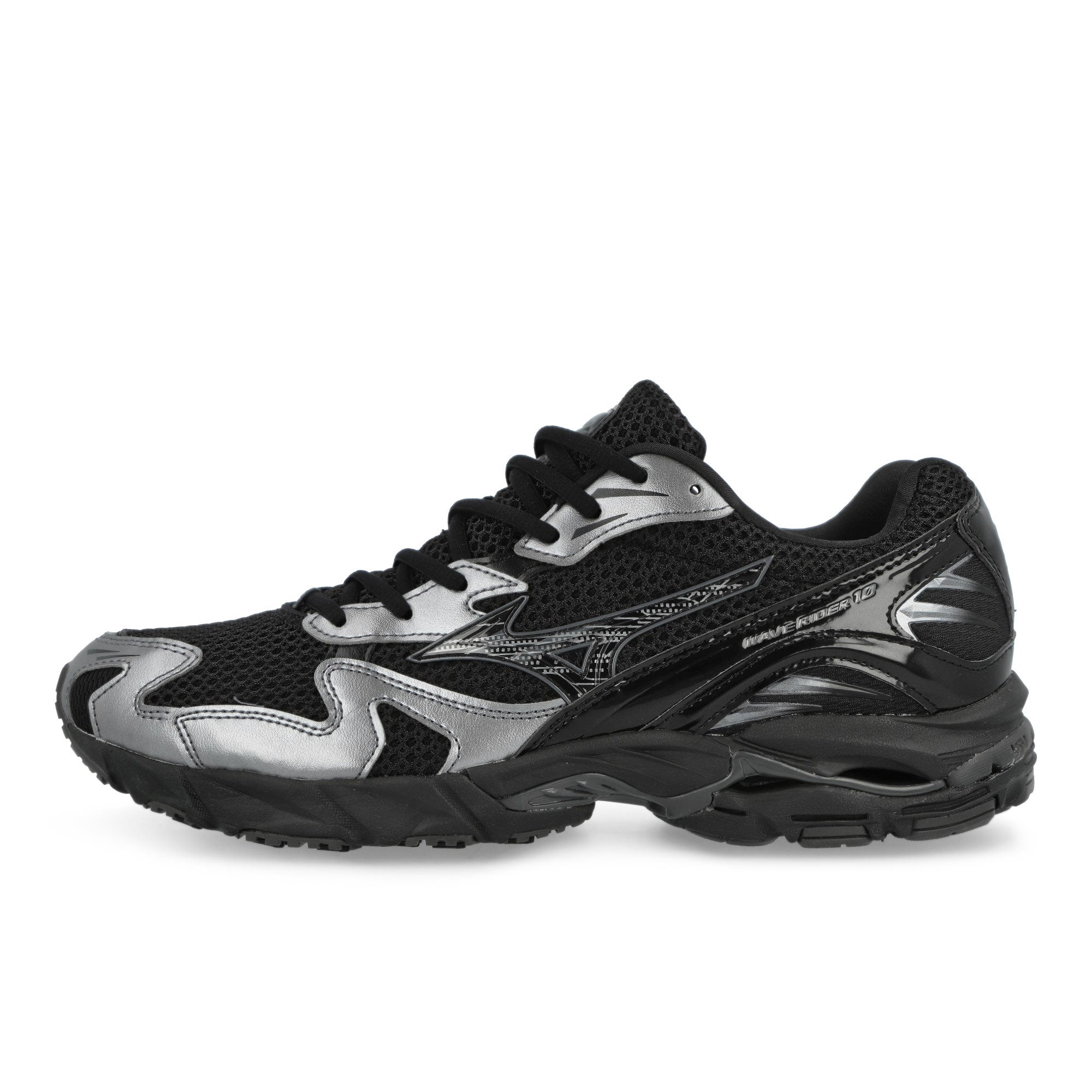 Mizuno Wave Rider 10 Black / Black Sand / Metallic Gray Low Top Sneakers D1GA261601 | Overkill