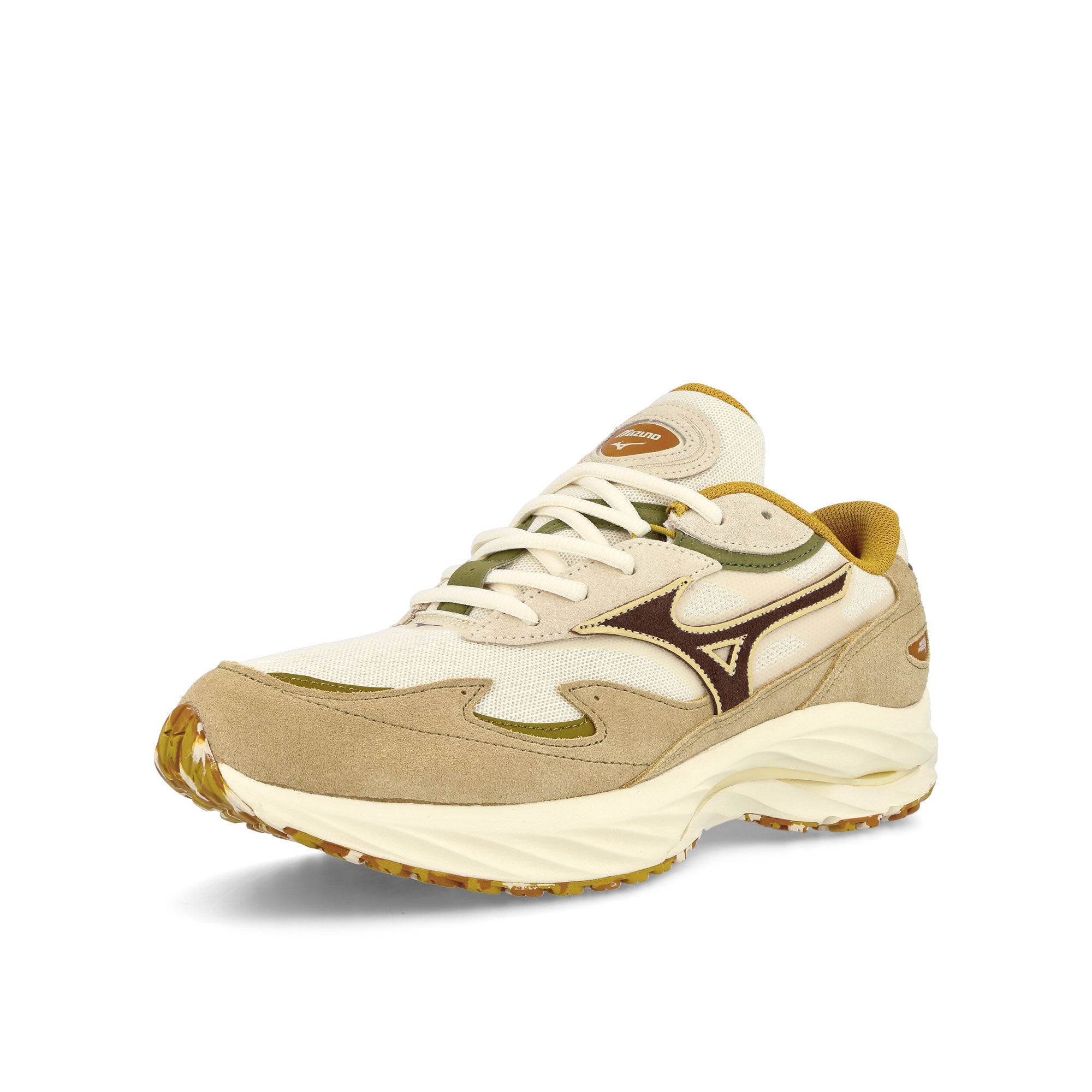 Mizuno Wave Rider Beta Pris-Chic Coffee-Moj Deser Low Top Sneakers Close Up | Overkill