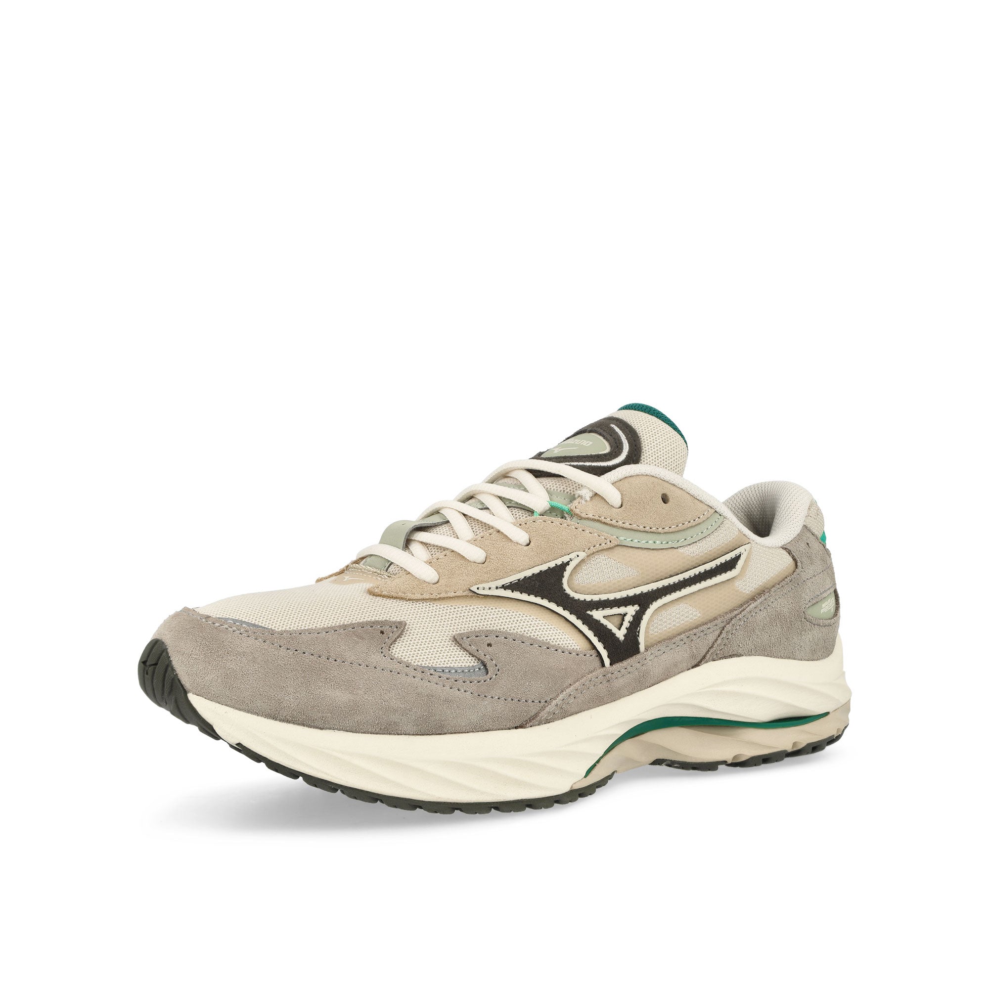 Mizuno Wave Rider Beta Summer Sand / Beluga / Vintage Khaki Low Top Sneakers Close Up | Overkill
