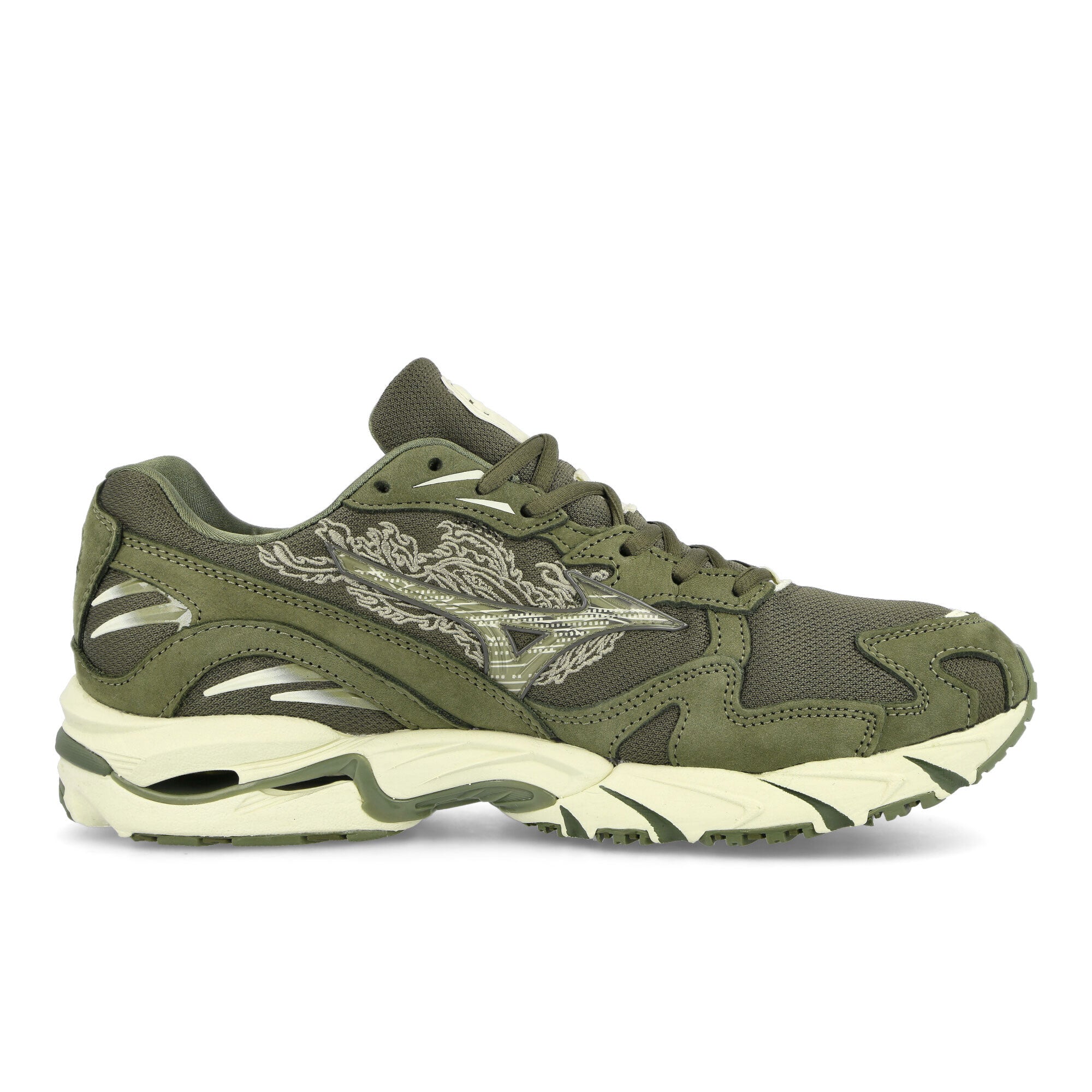 Mizuno Maharishi x Mizuno Wave Rider 10 Deep Depths / Papyrus / Depp Depths Low Top Sneakers Silhouette | Overkill