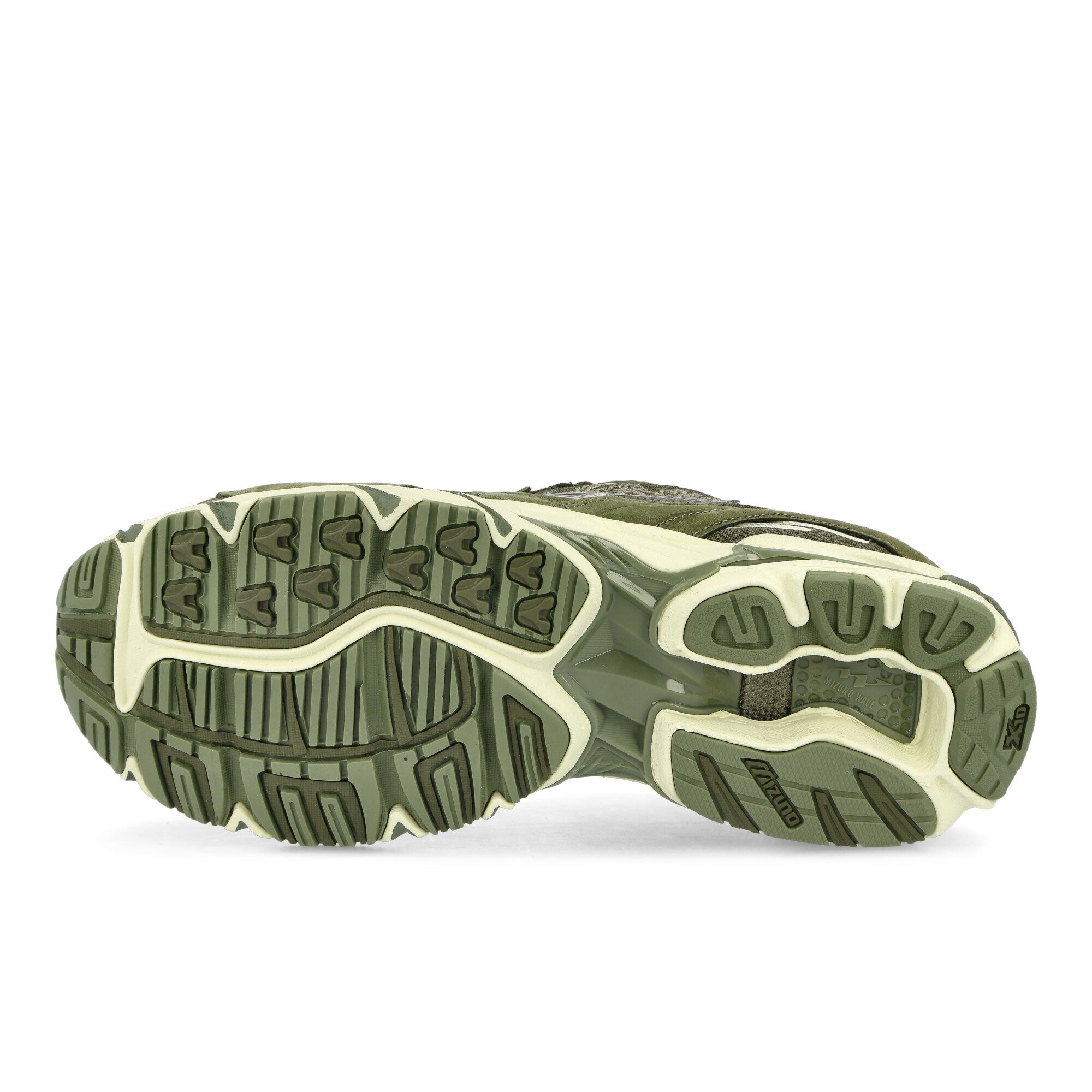 Mizuno Maharishi x Mizuno Wave Rider 10 Deep Depths / Papyrus / Depp Depths Low Top Sneakers Detail View 1 | Overkill