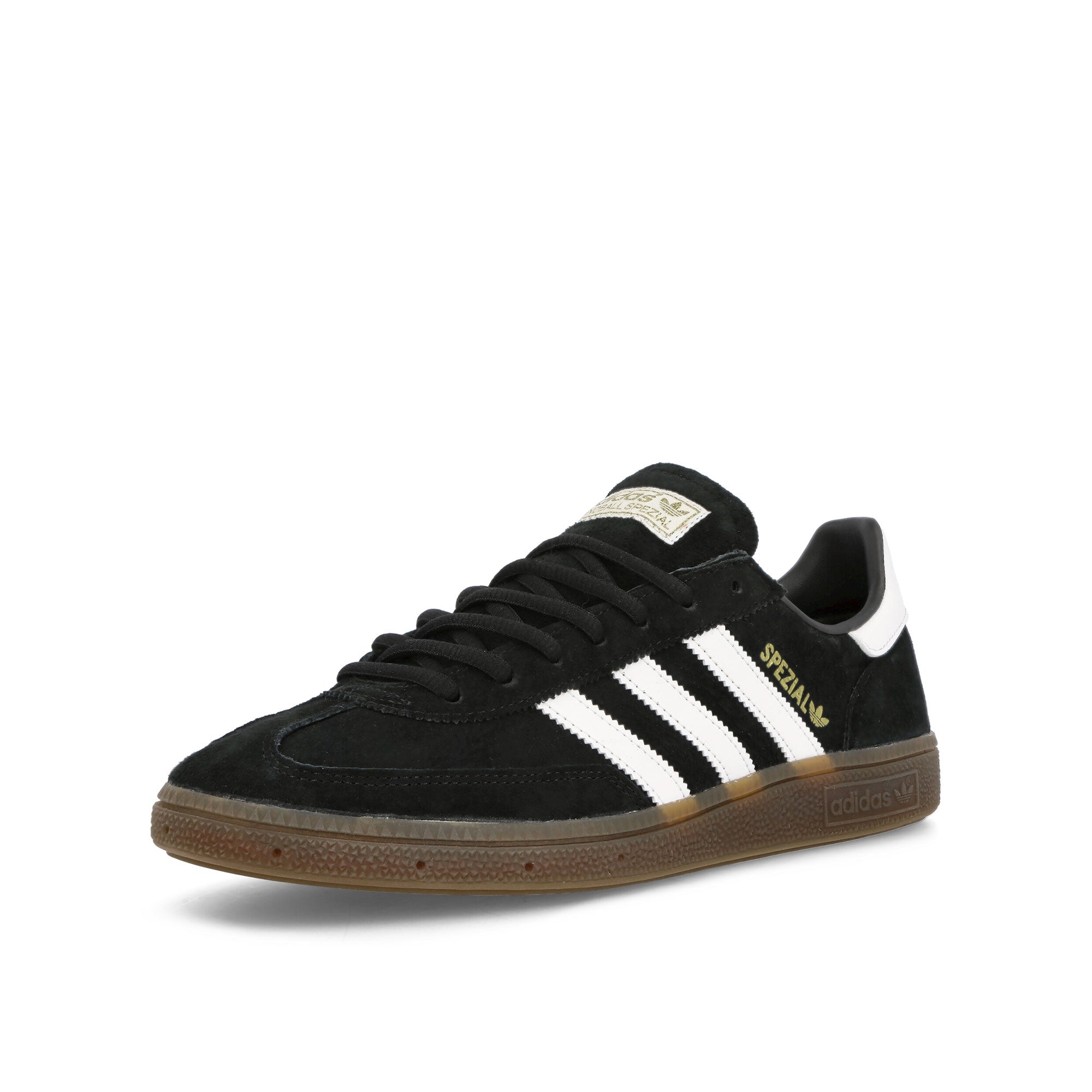 adidas Handball Spezial Core Black / Footwear White / Gum 5 Low Top Sneakers Close Up | Overkill