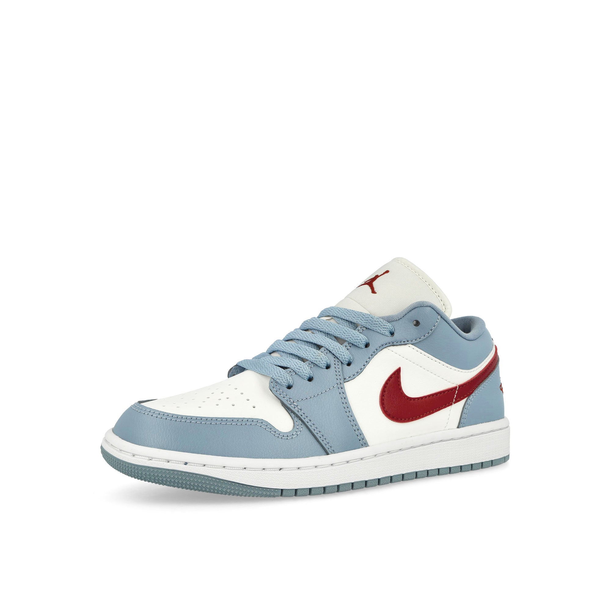 Jordan Wmns Air Jordan 1 Low Sail-Dune Red - Blue Grey - White Sneakers Close Up | Overkill