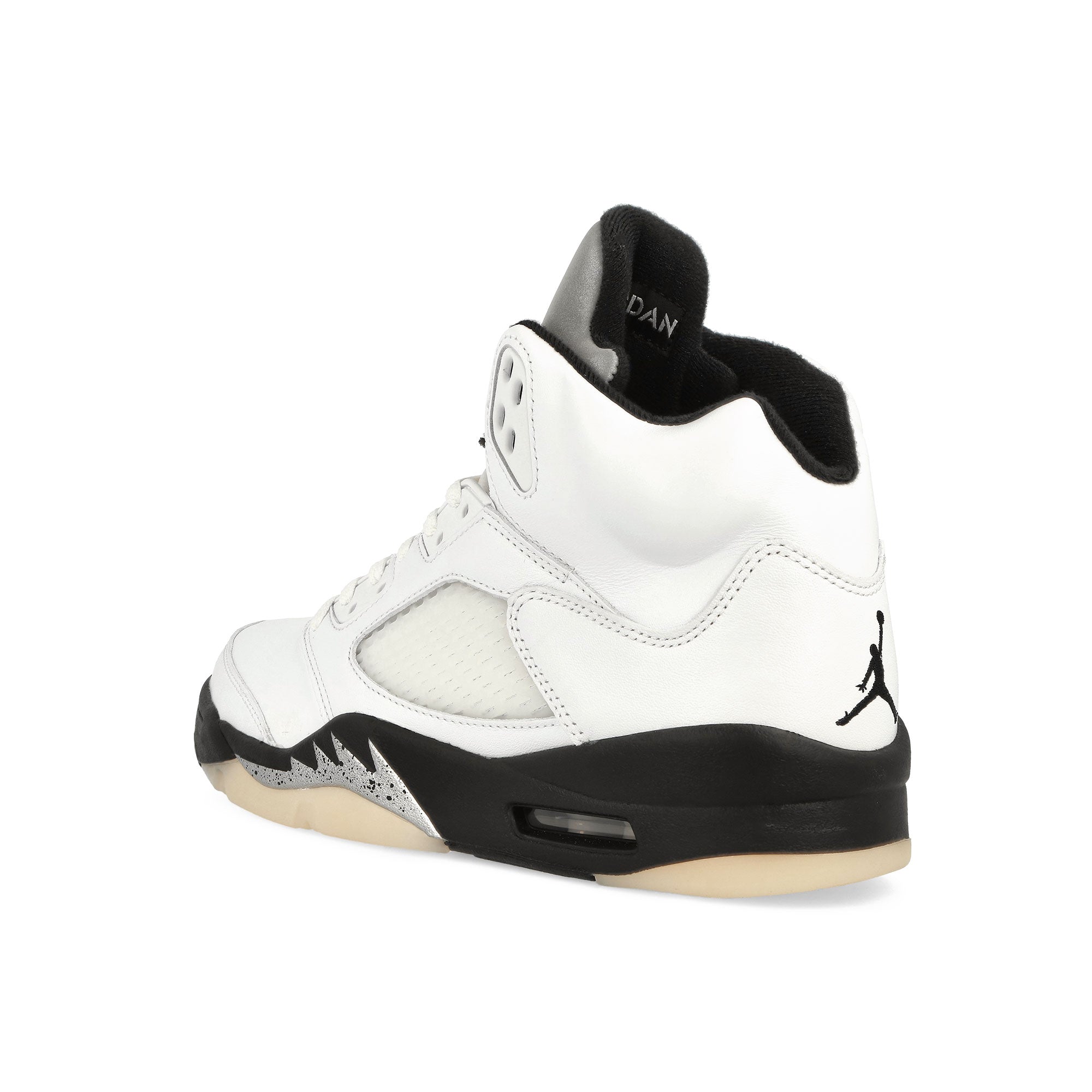 Jordan Air Jordan 5 Retro White / Black - Sail - Metallic Silver High Top Sneakers Close Up | Overkill