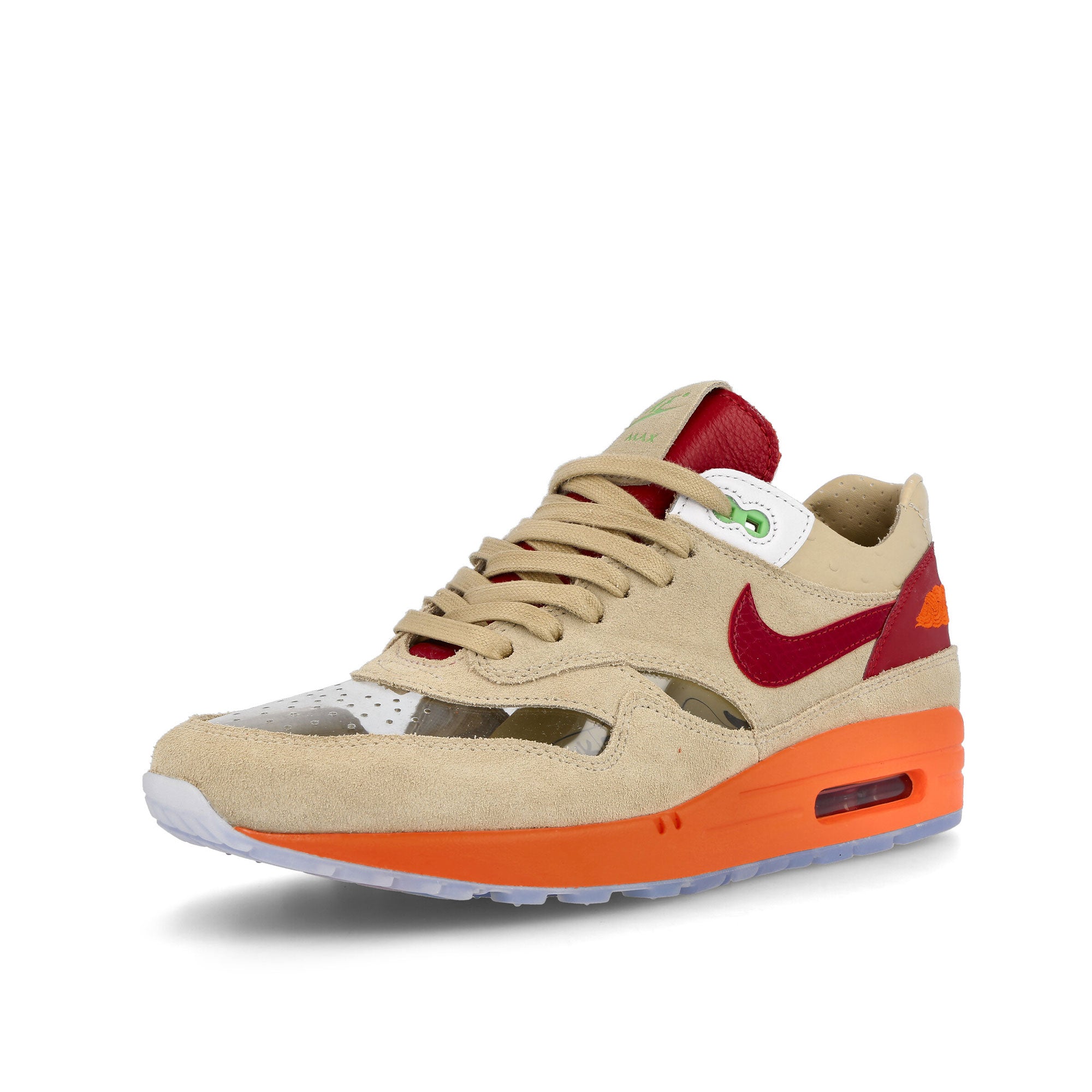 Clot x Nike Air Max 1 Net / Deep Red - Orange Blaze Low Top Sneakers DD1870 100 Detail View 1 | Overkill