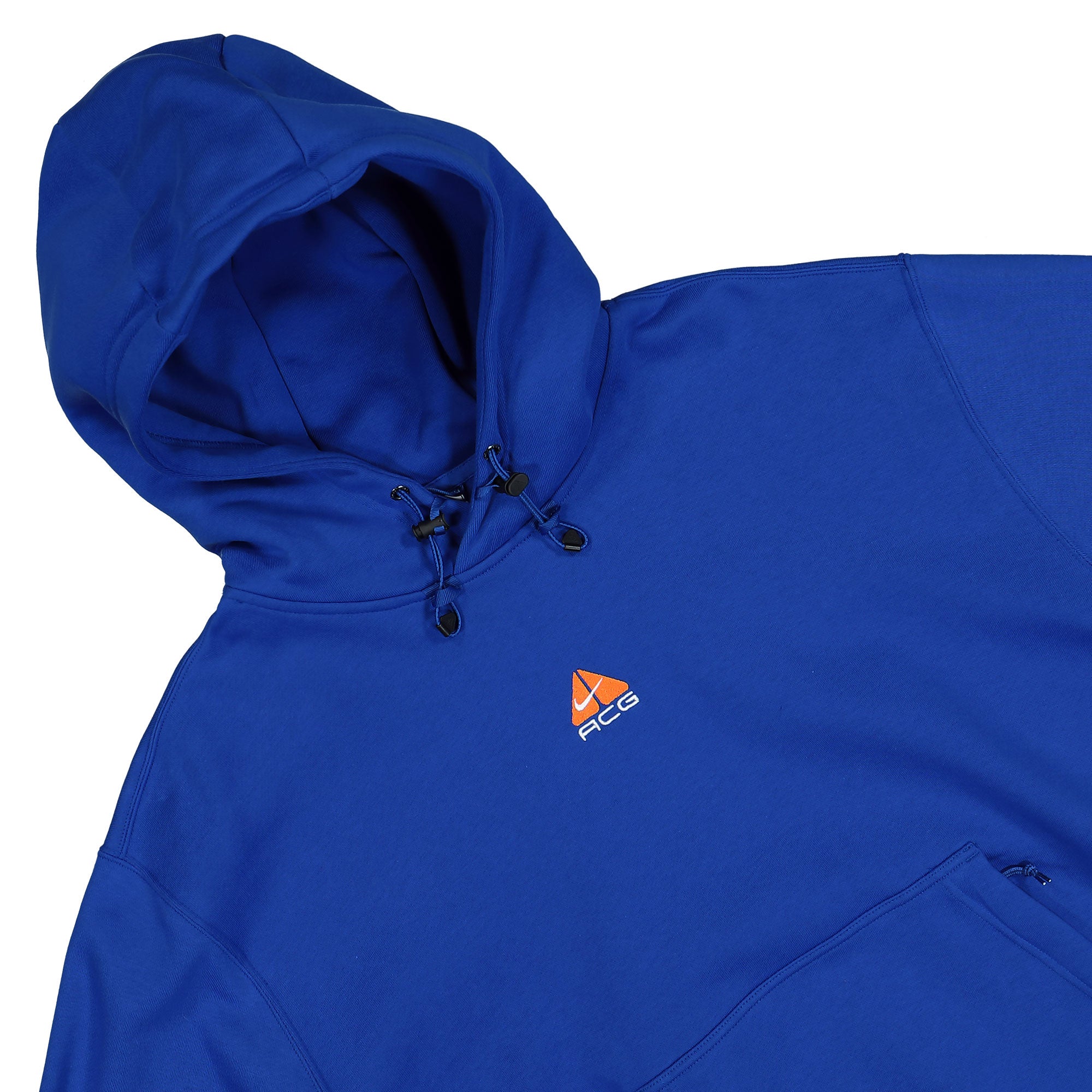 Nike ACG Therma-FIT Tuff Fleece Pullover Hoodie Game Royal / Safety Orange / Summit White Hoodies Close-up | Overkill
