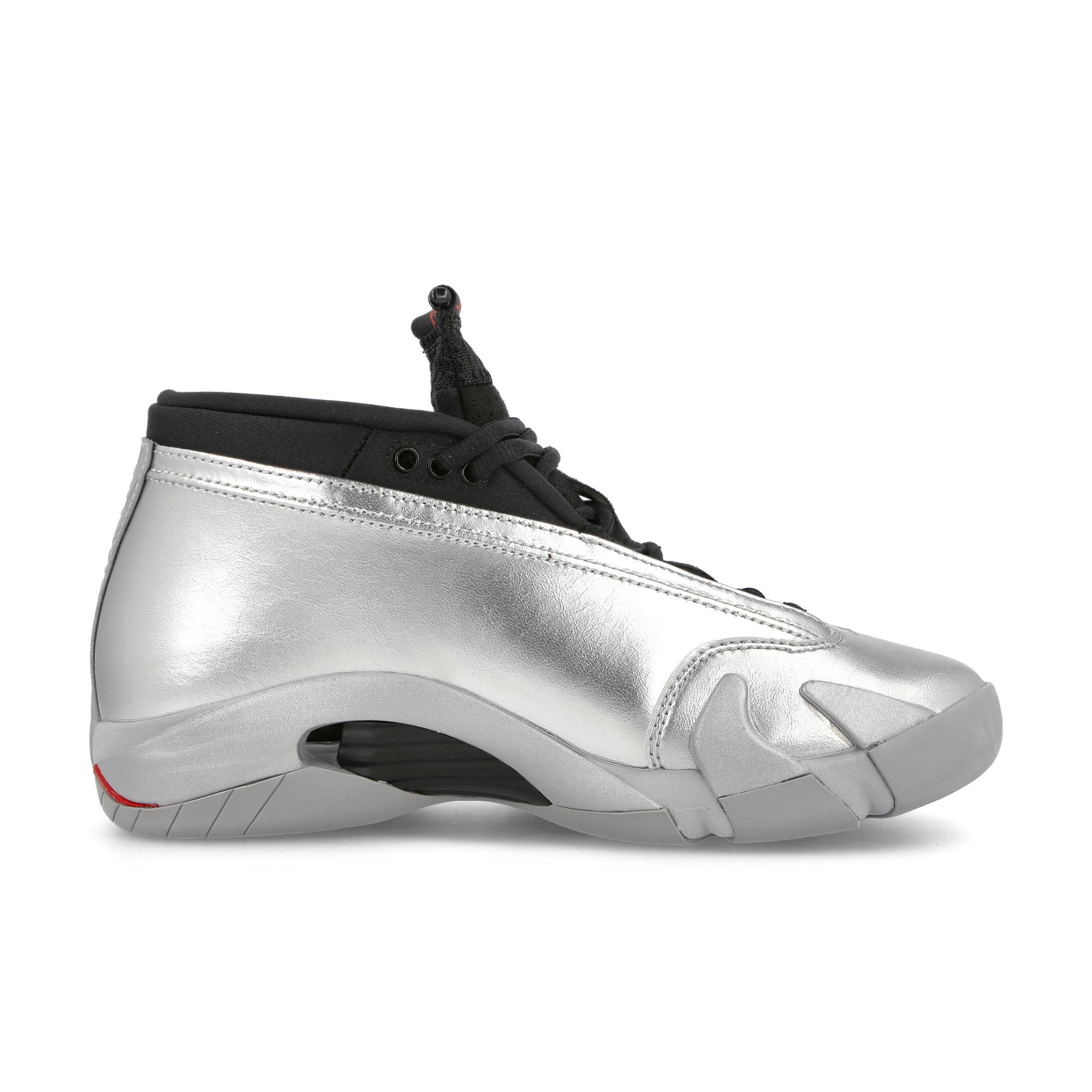 Jordan Wmns Air Jordan 14 Retro Low Metallic Silver-Fire Red - Wolf Grey - Black Low Top Sneakers Silhouette | Overkill