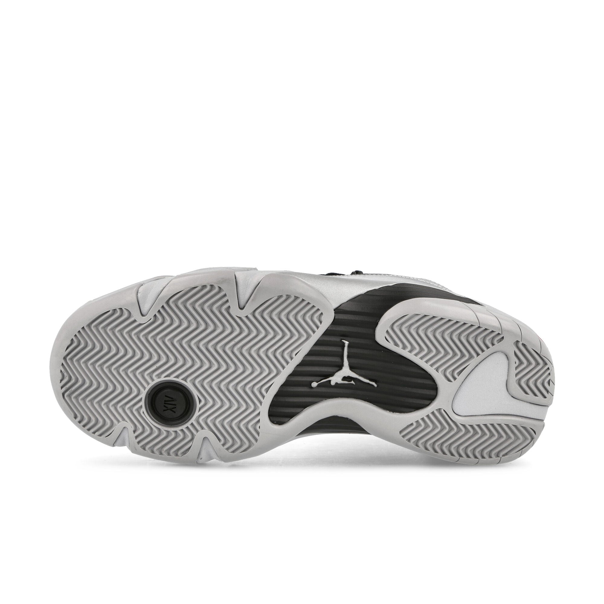 Jordan Wmns Air Jordan 14 Retro Low Metallic Silver-Fire Red - Wolf Grey - Black Low Top Sneakers Detail View 1 | Overkill