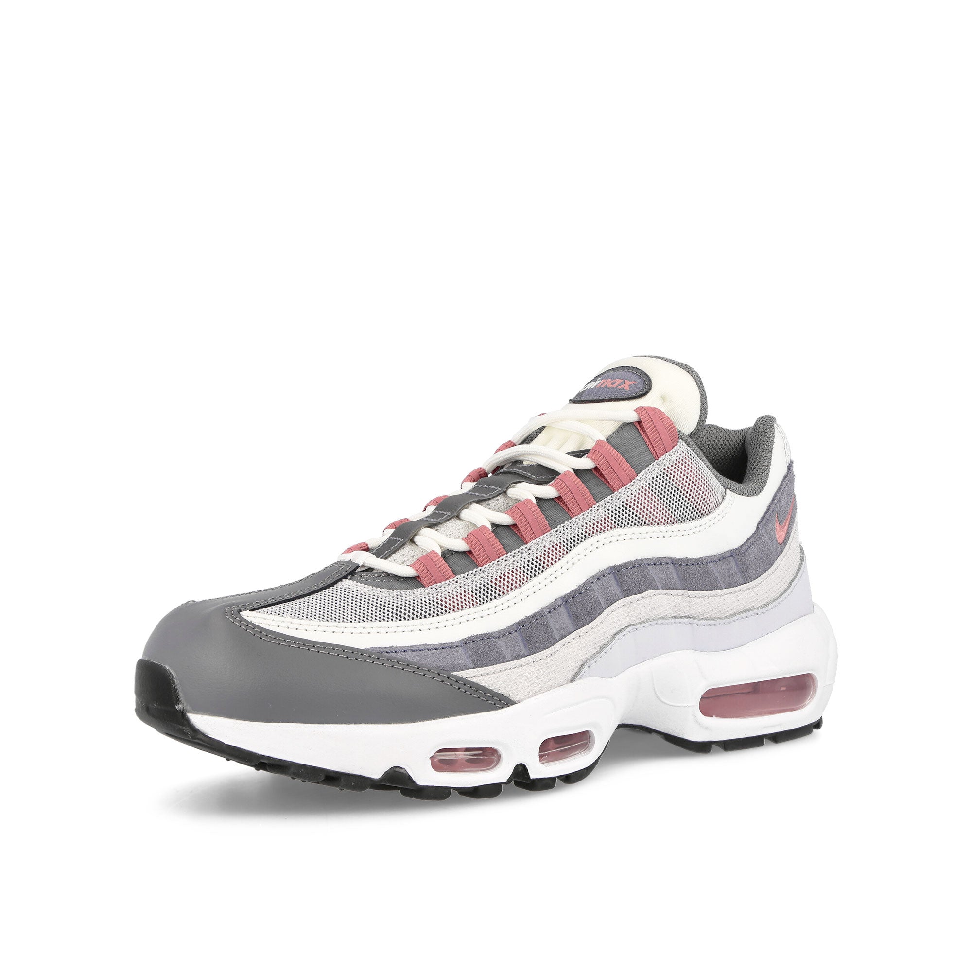 Nike Air Max 95 Vast Grey-Red Stardust - Cool Grey Low Top Sneakers Close Up | Overkill