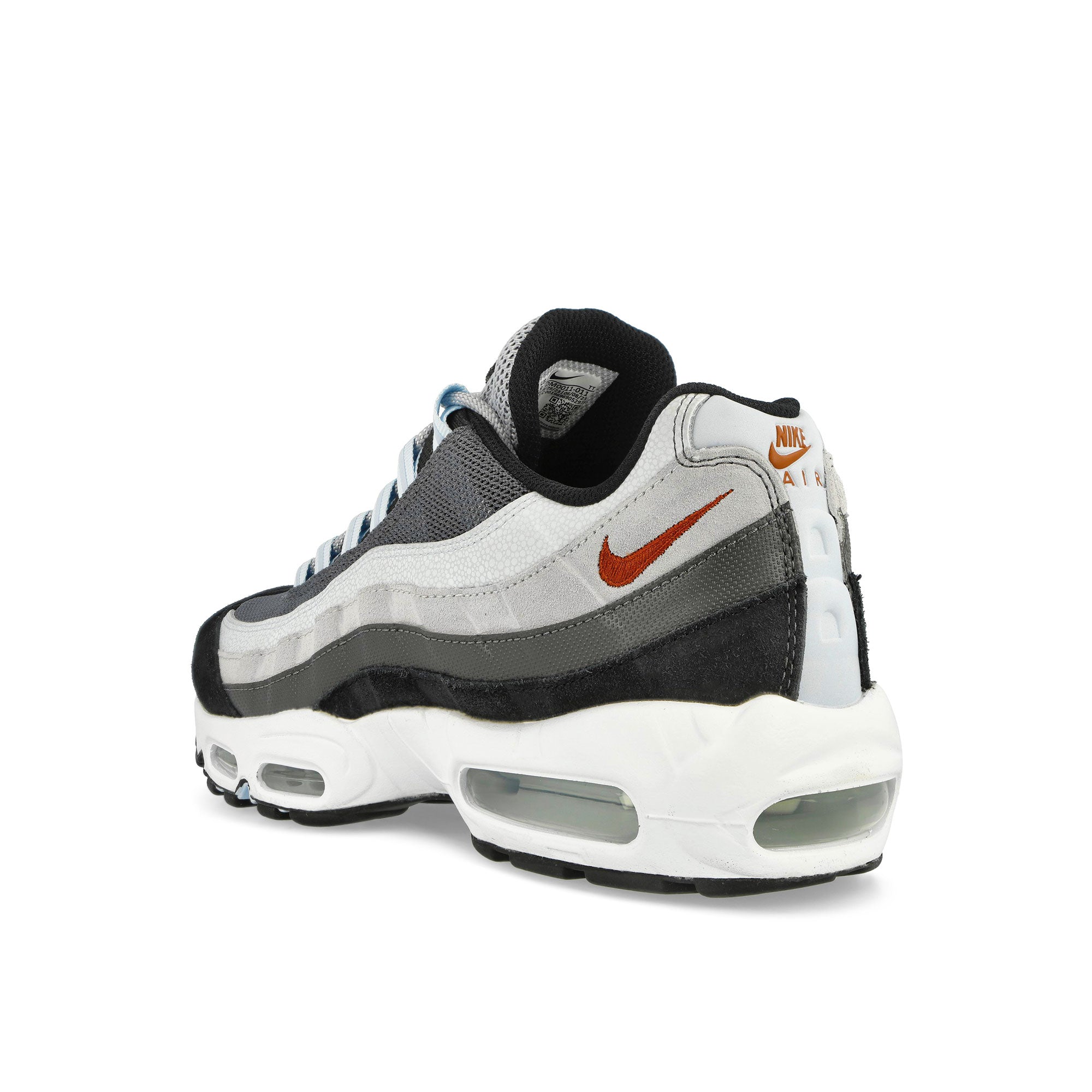 Nike Air Max 95 Wolf Grey / Rugged Orange - Black - Blue Tint Low Top Sneakers Material | Overkill
