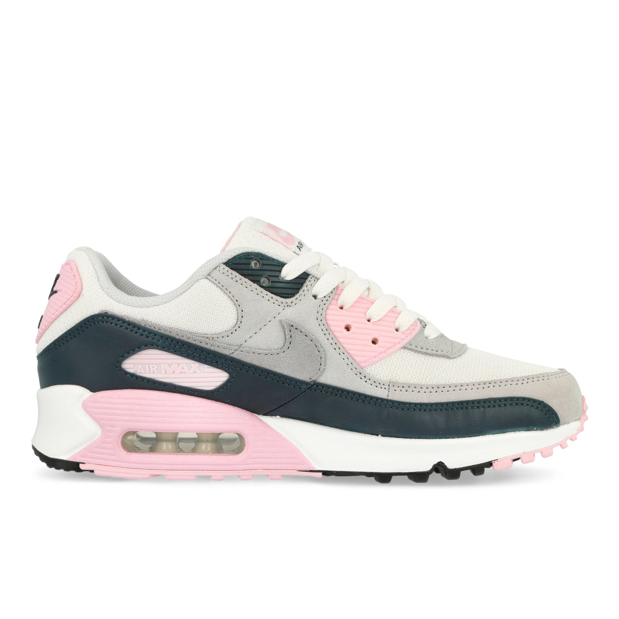 Nike Air Max 90 White / Wolf Grey - Pink Foam - Armory Navy Low Top Sneakers Silhouette | Overkill
