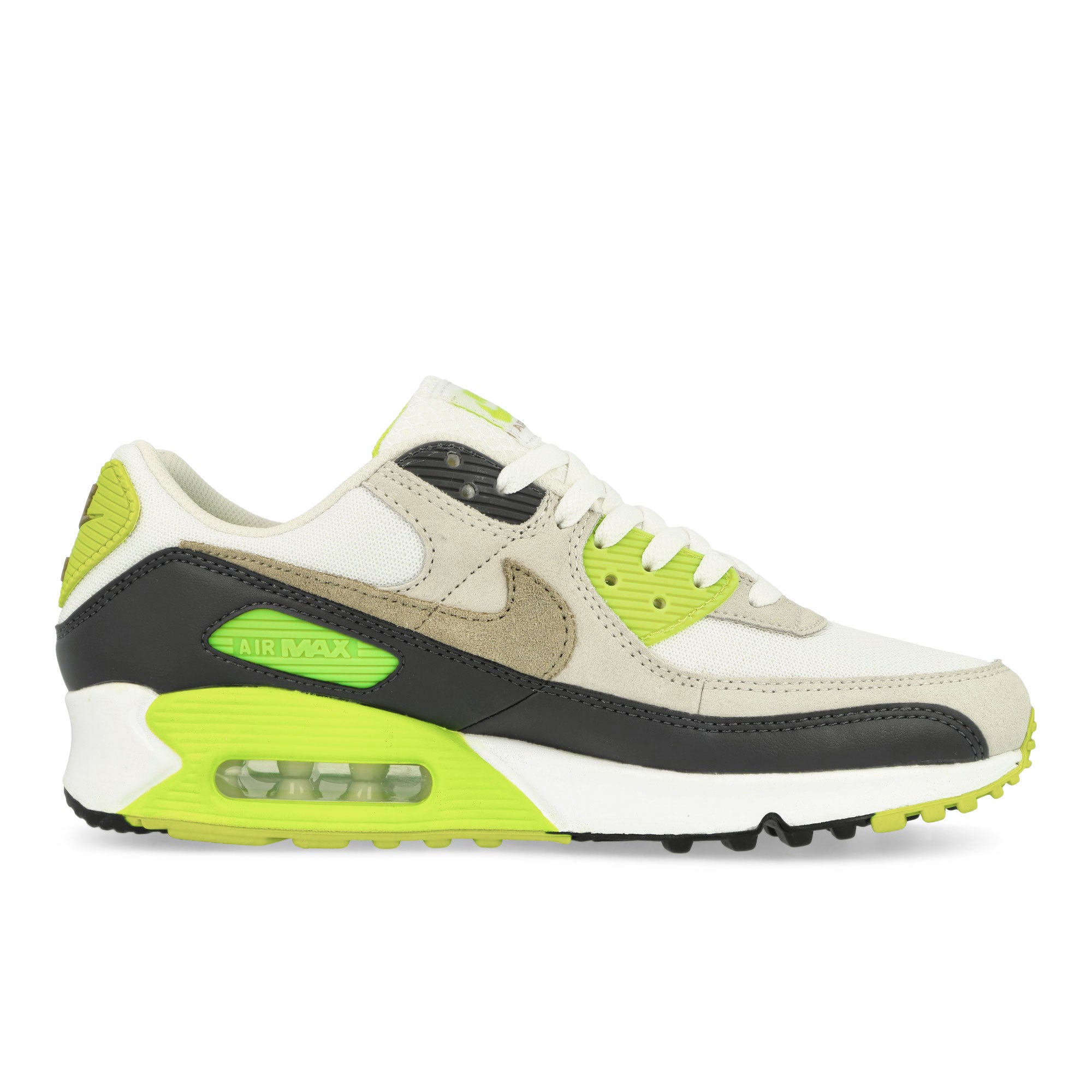 Nike Air Max 90 White / Khaki - Cyber - Dk Smoke Grey Low Top Sneakers Silhouette | Overkill