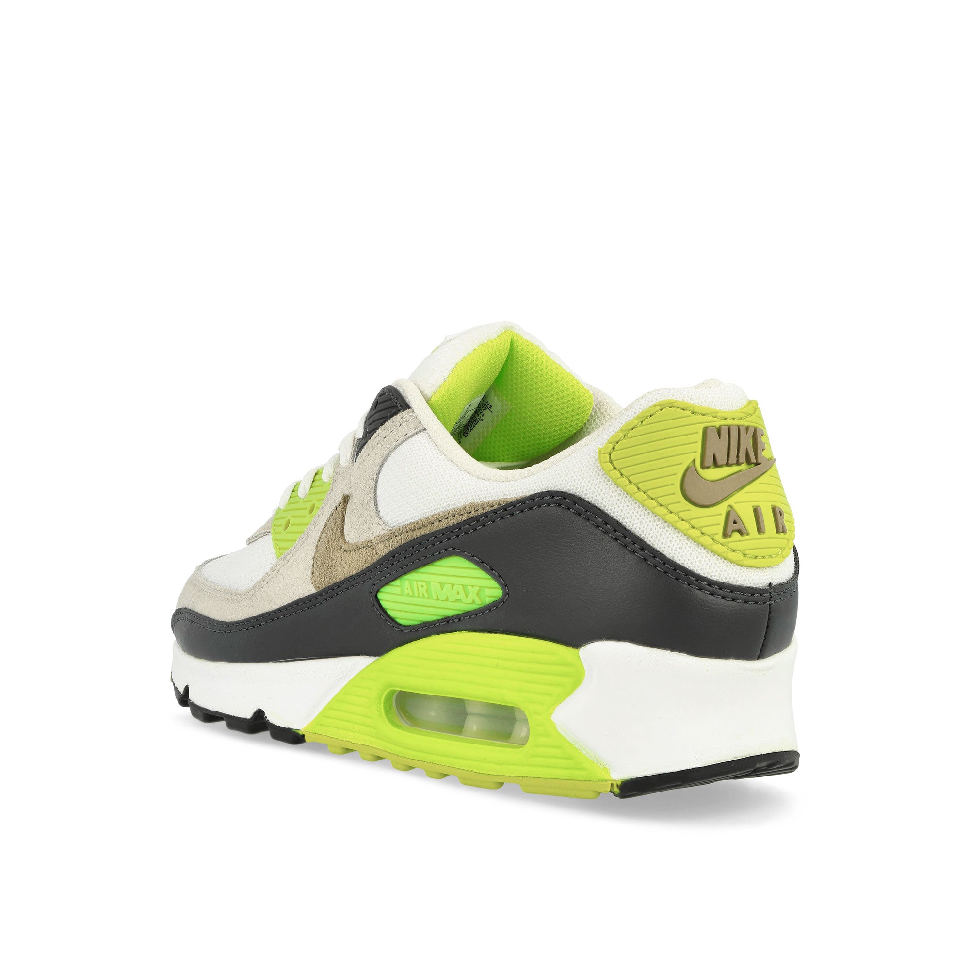 Nike Air Max 90 White / Khaki - Cyber - Dk Smoke Grey Low Top Sneakers Material | Overkill
