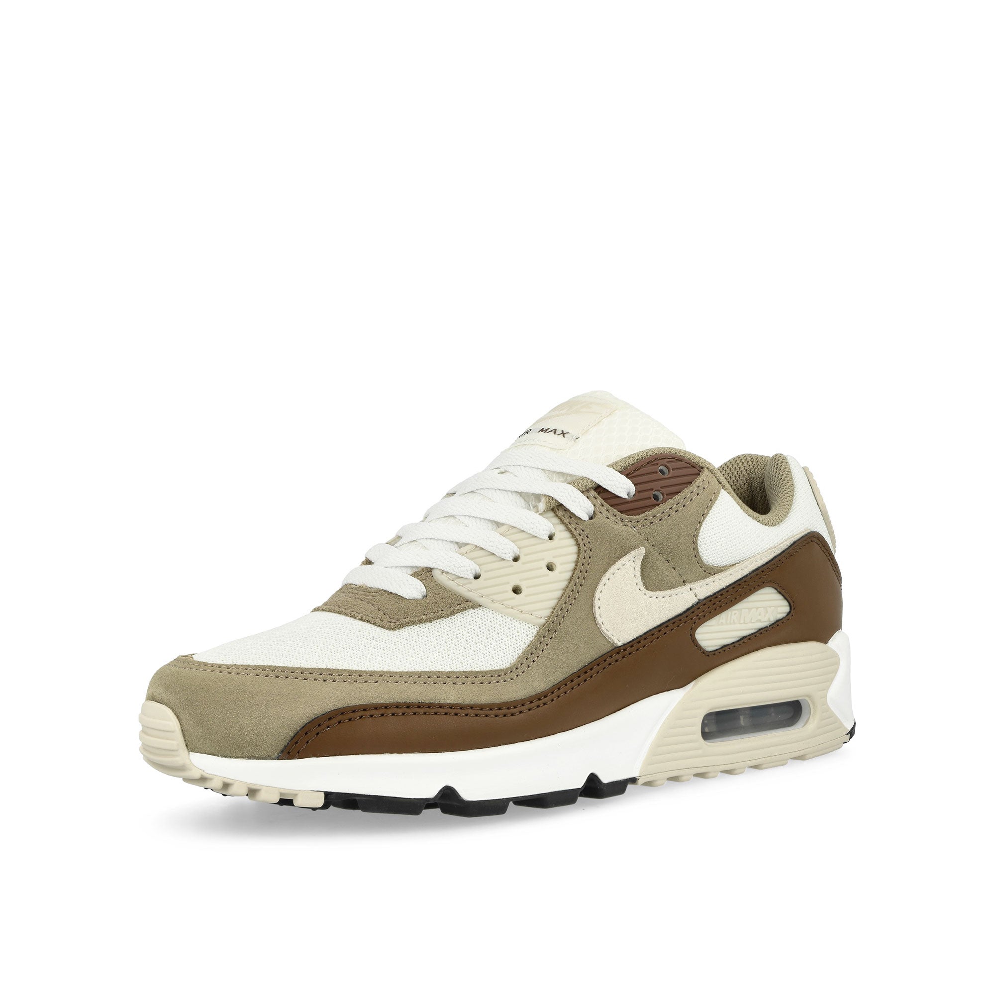 Nike Air Max 90 Summit White / Black-Khaki-Light Orewood Brown Low Top Sneakers Close Up | Overkill