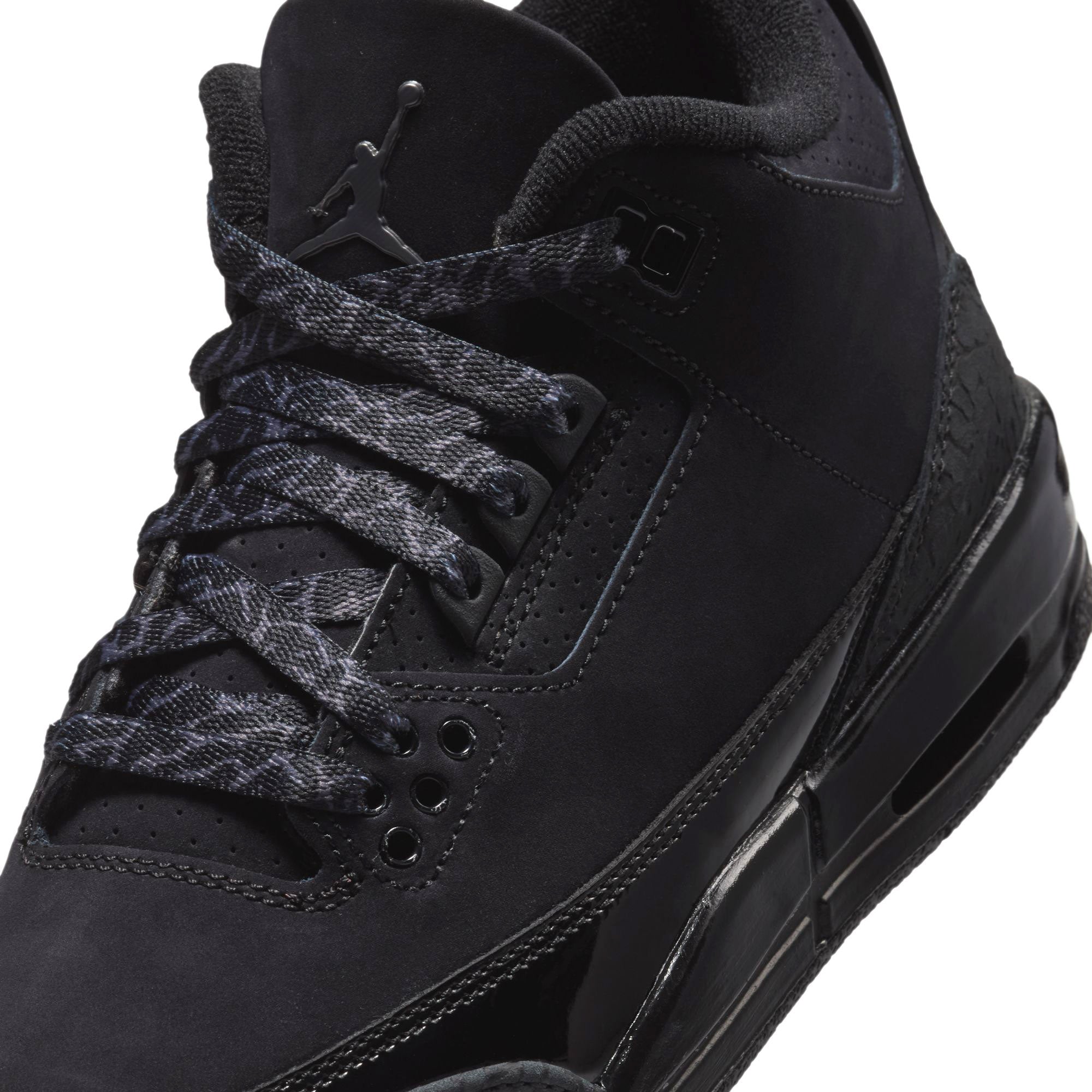 Jordan Air Jordan 3 Retro GS Black / Dark Charcoal - White Low Top Sneakers Close Up | Overkill