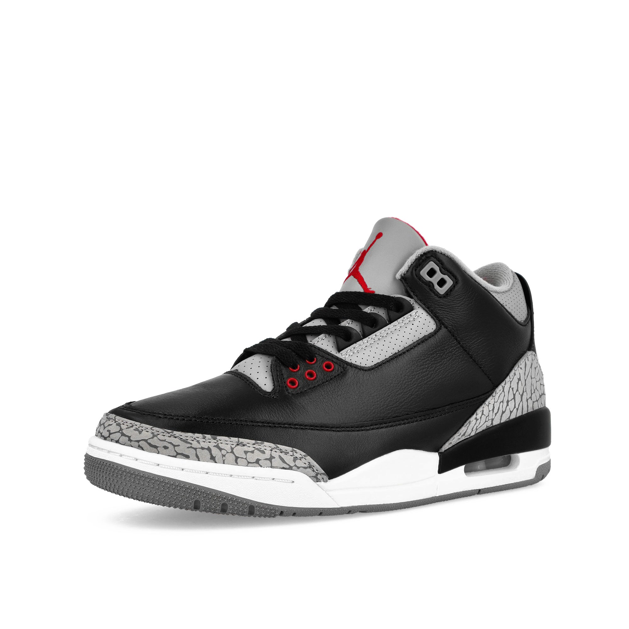 Jordan Air Jordan 3 Retro Black / Fire Red - Cement Grey - Summit White Mid Top Sneakers Close Up | Overkill