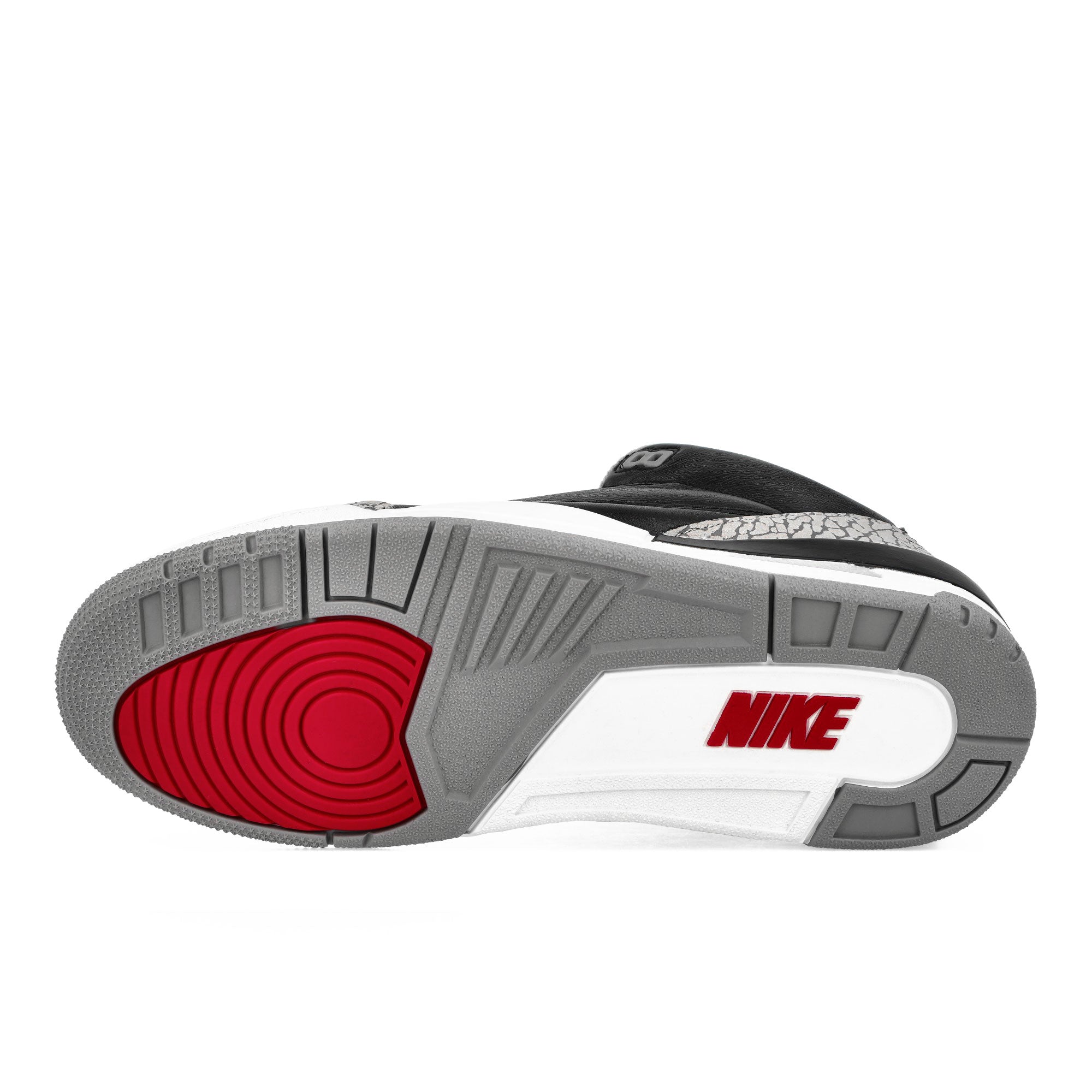 Jordan Air Jordan 3 Retro Black / Fire Red - Cement Grey - Summit White Mid Top Sneakers Detail View 1 | Overkill