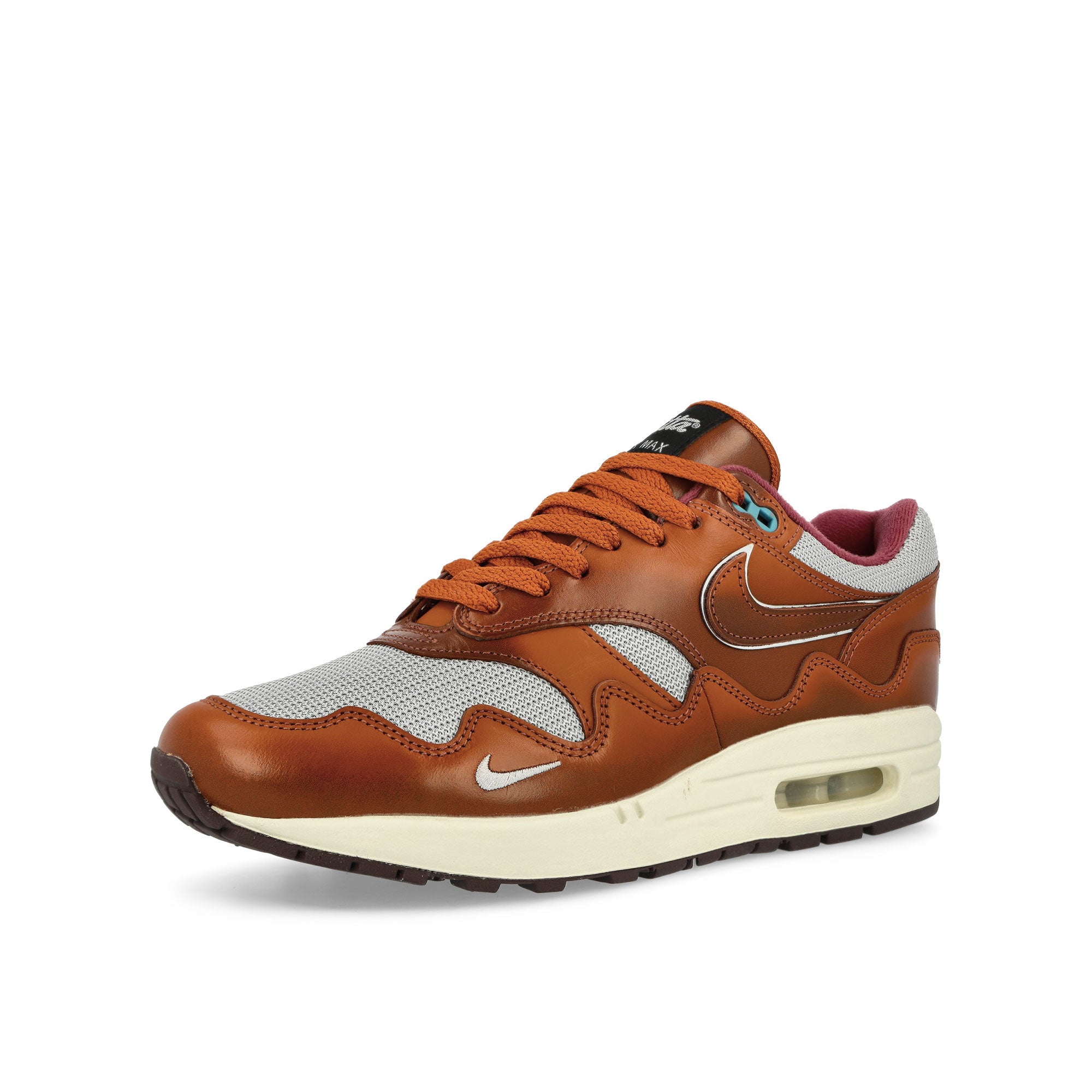 Nike Air Max 1 Dark Russet / Dark Russet - Metallic Silver Low Top Sneakers Close Up | Overkill