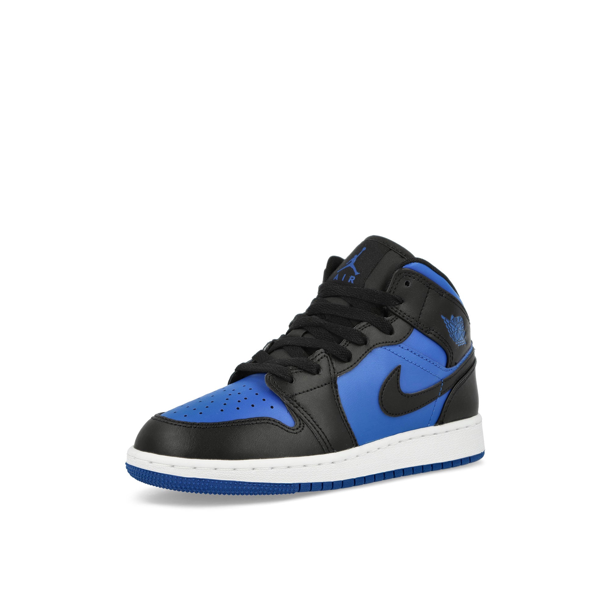 Jordan Air Jordan 1 Mid GS Black-Royal Blue - Black - White Mid Top Sneakers Close Up | Overkill