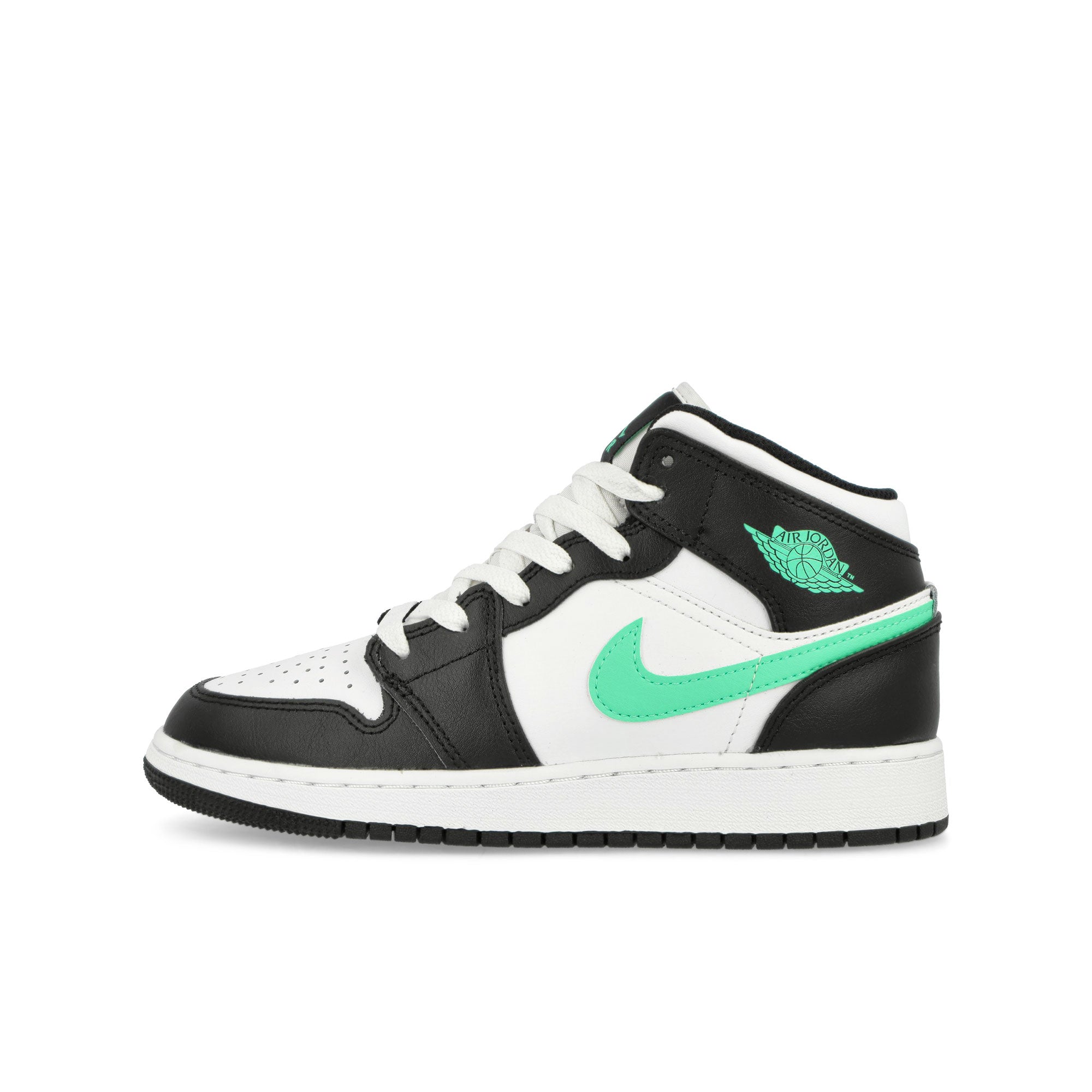 Jordan Air Jordan 1 Mid GS White / Green Glow - Black Mid Top Sneakers DQ8423 103 | Overkill