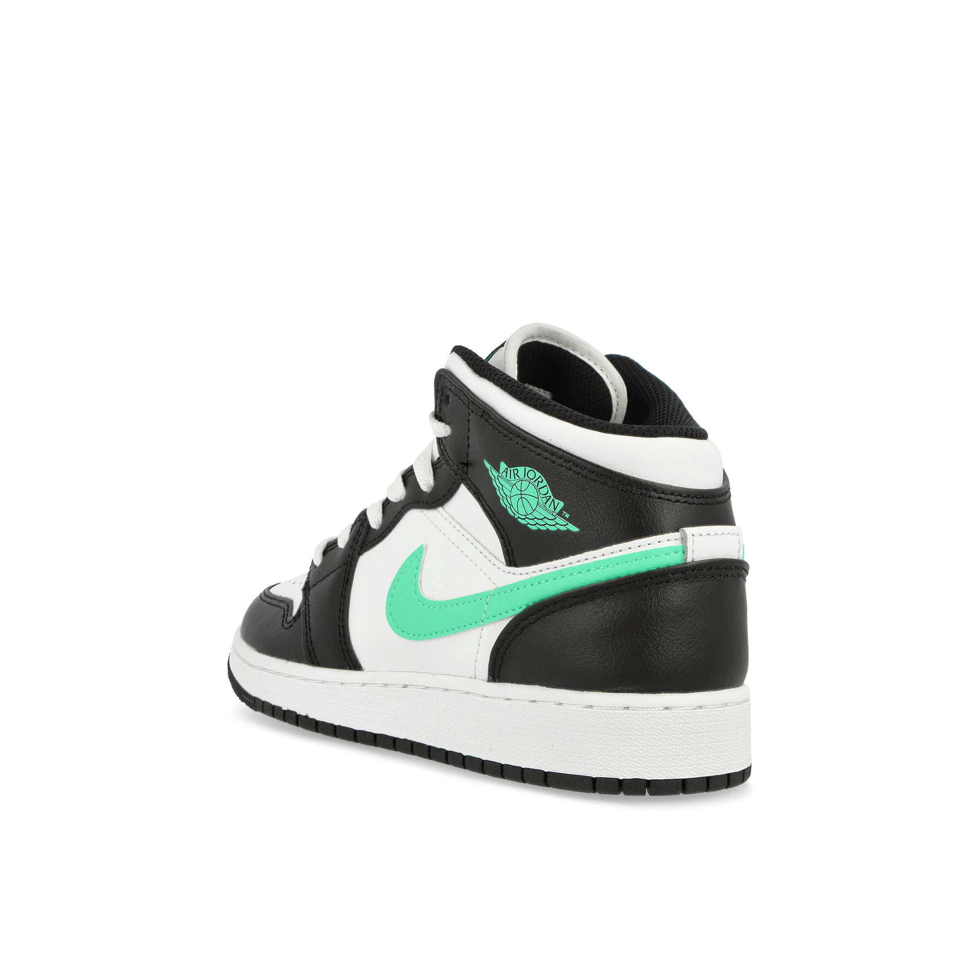 Jordan Air Jordan 1 Mid GS White / Green Glow - Black Mid Top Sneakers Material | Overkill