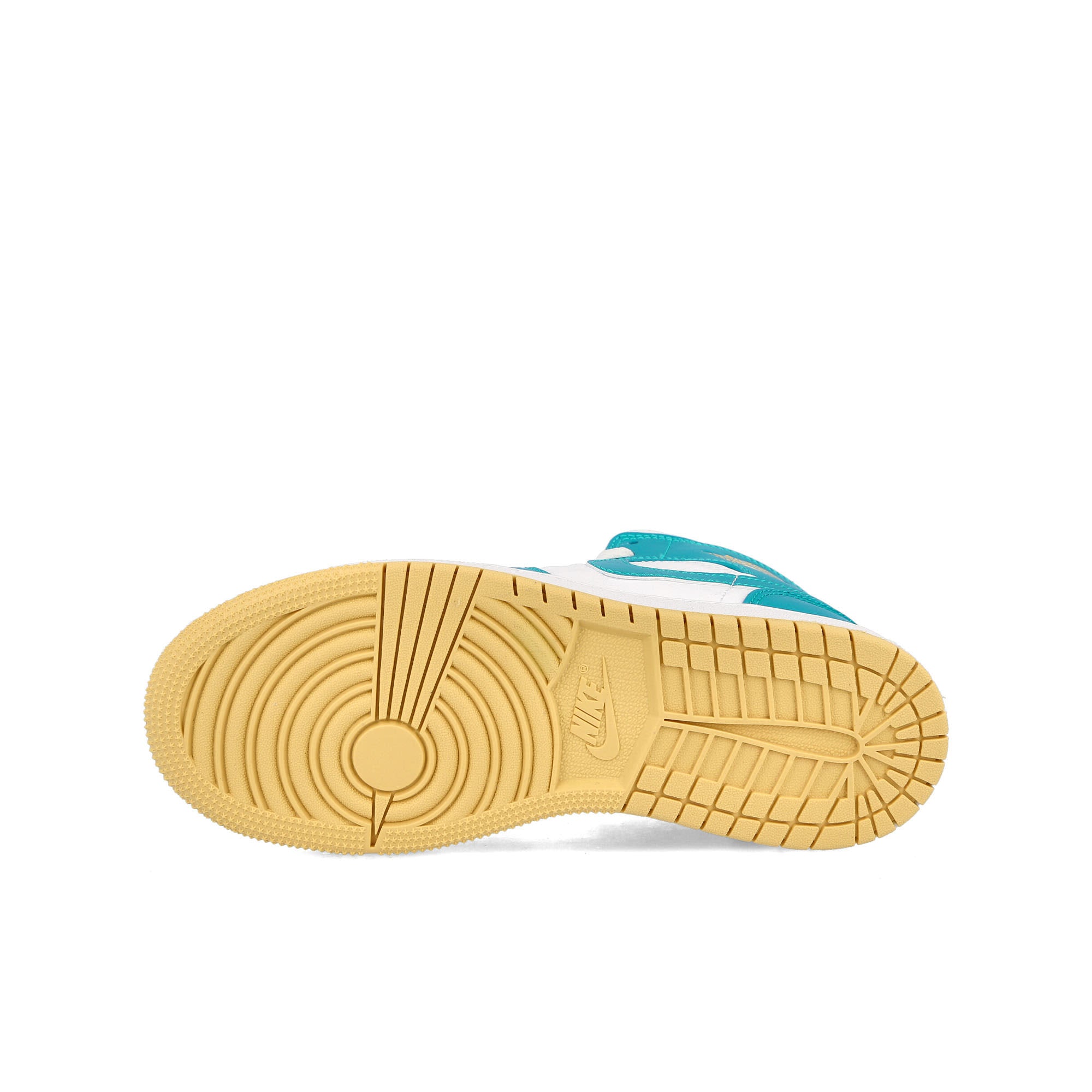 Jordan Air Jordan 1 Mid GS Aquatone-Celestial Gold-White Mid Top Sneakers Detail View 1 | Overkill