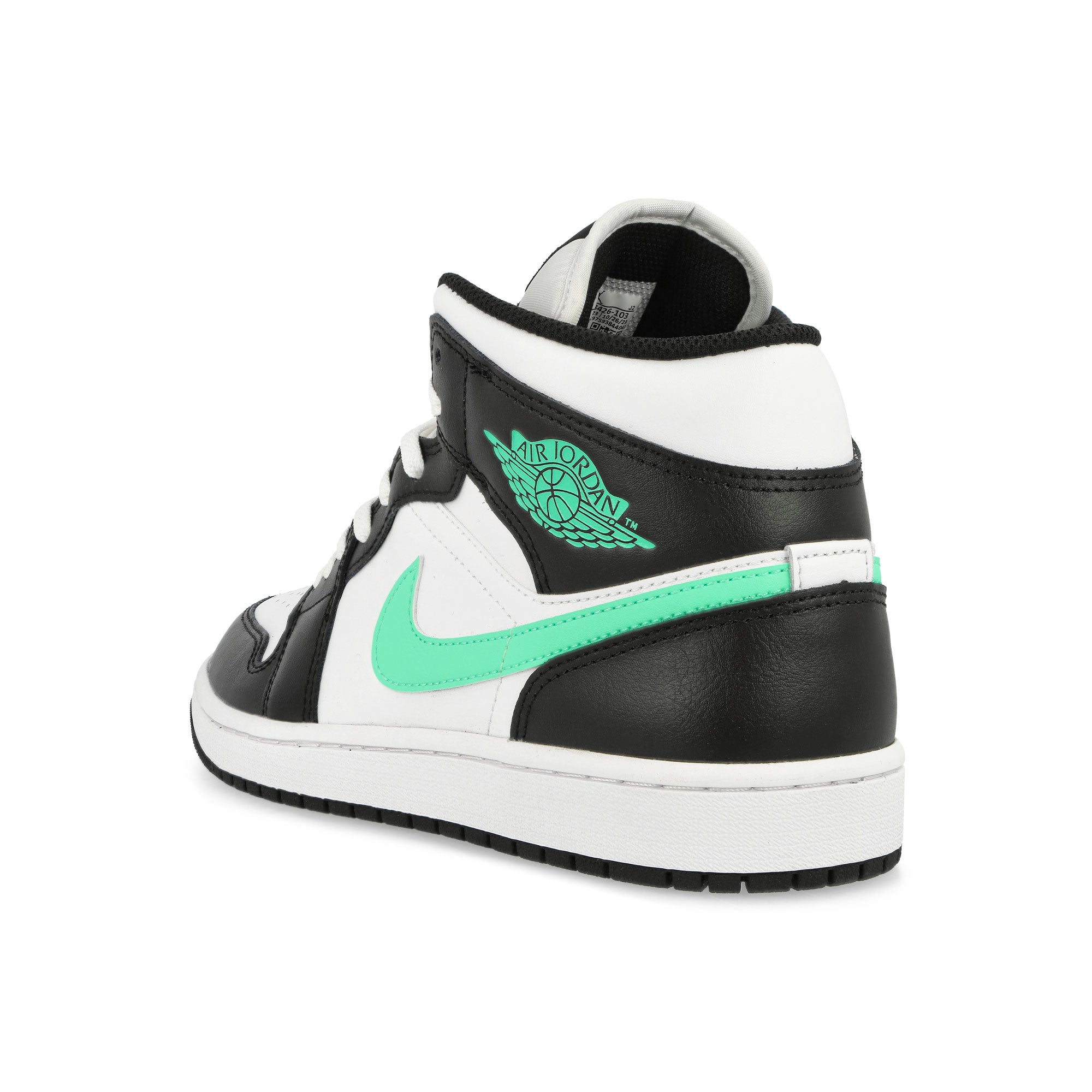Jordan Air Jordan 1 Mid White / Green Glow - Black Mid Top Sneakers Material | Overkill