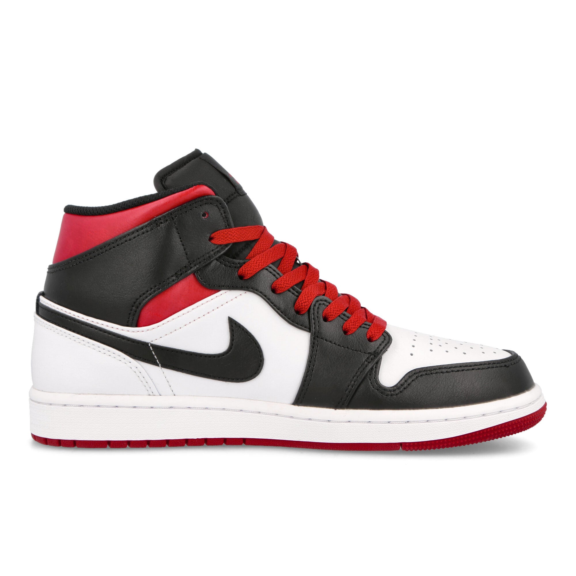 Jordan Air Jordan 1 Mid White-Gym Red-Black Mid Top Sneakers Silhouette | Overkill