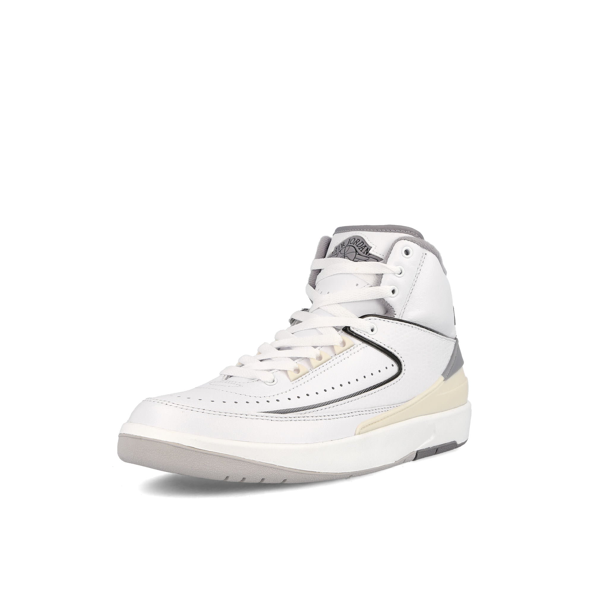 Jordan Air Jordan 2 Retro GS White-Cement Grey - Sail - Black High Top Sneakers Close Up | Overkill