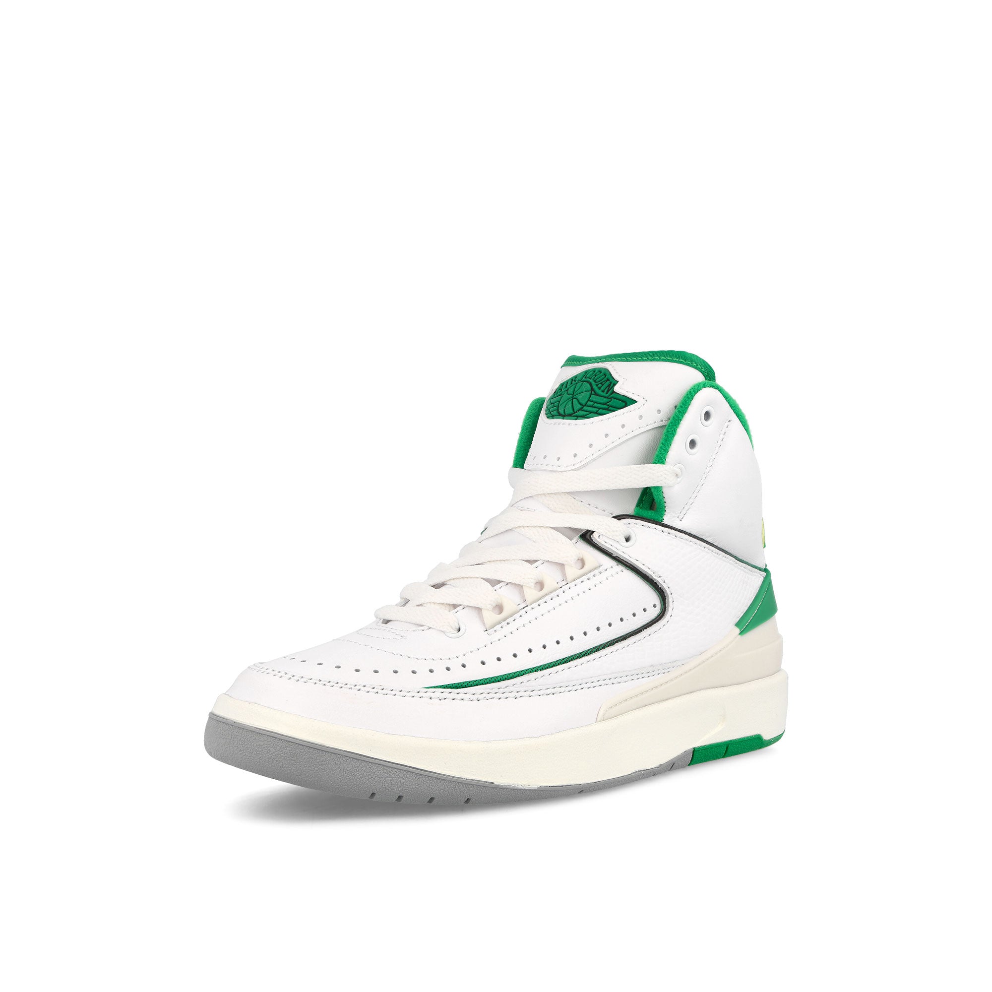 Jordan Air Jordan 2 Retro GS White / Lucky Green - Sail High Top Sneakers Close Up | Overkill