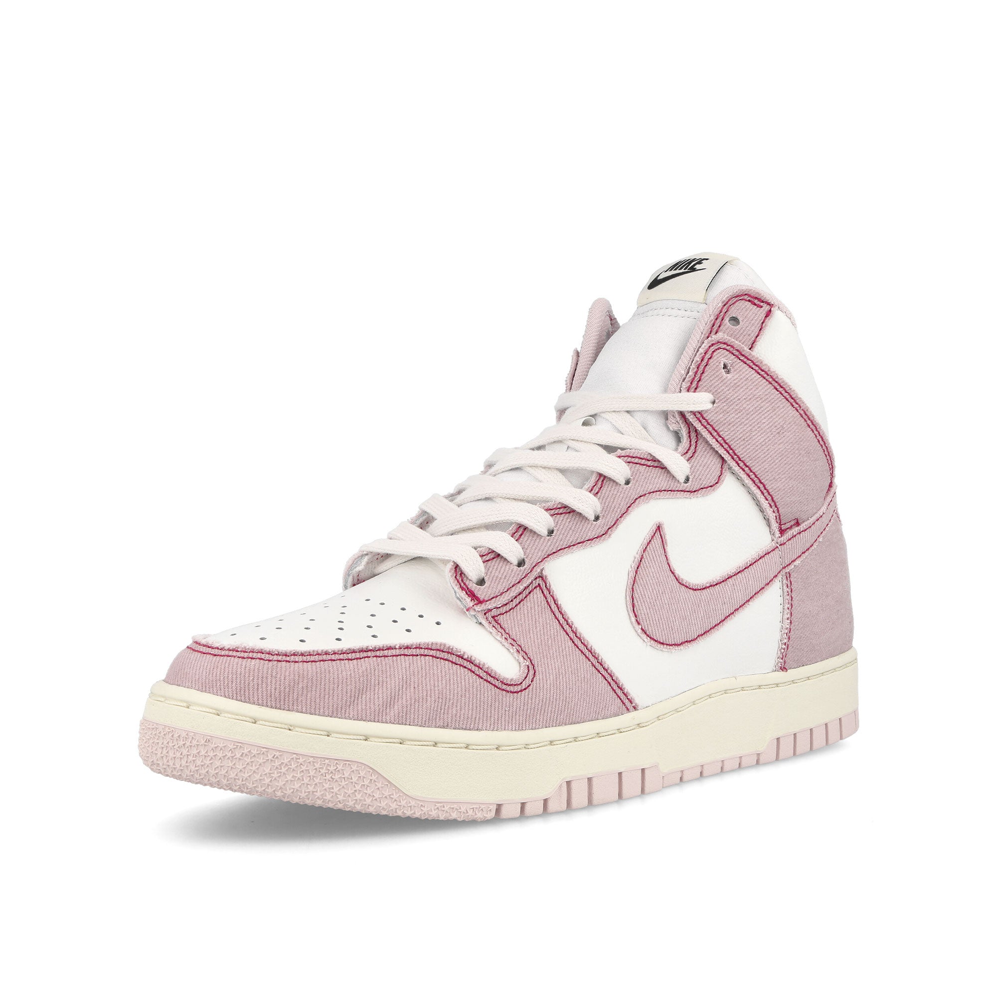Nike dunk hi 1985 Summit White-Barely Rose - University Red High Top Sneakers Close Up | Overkill